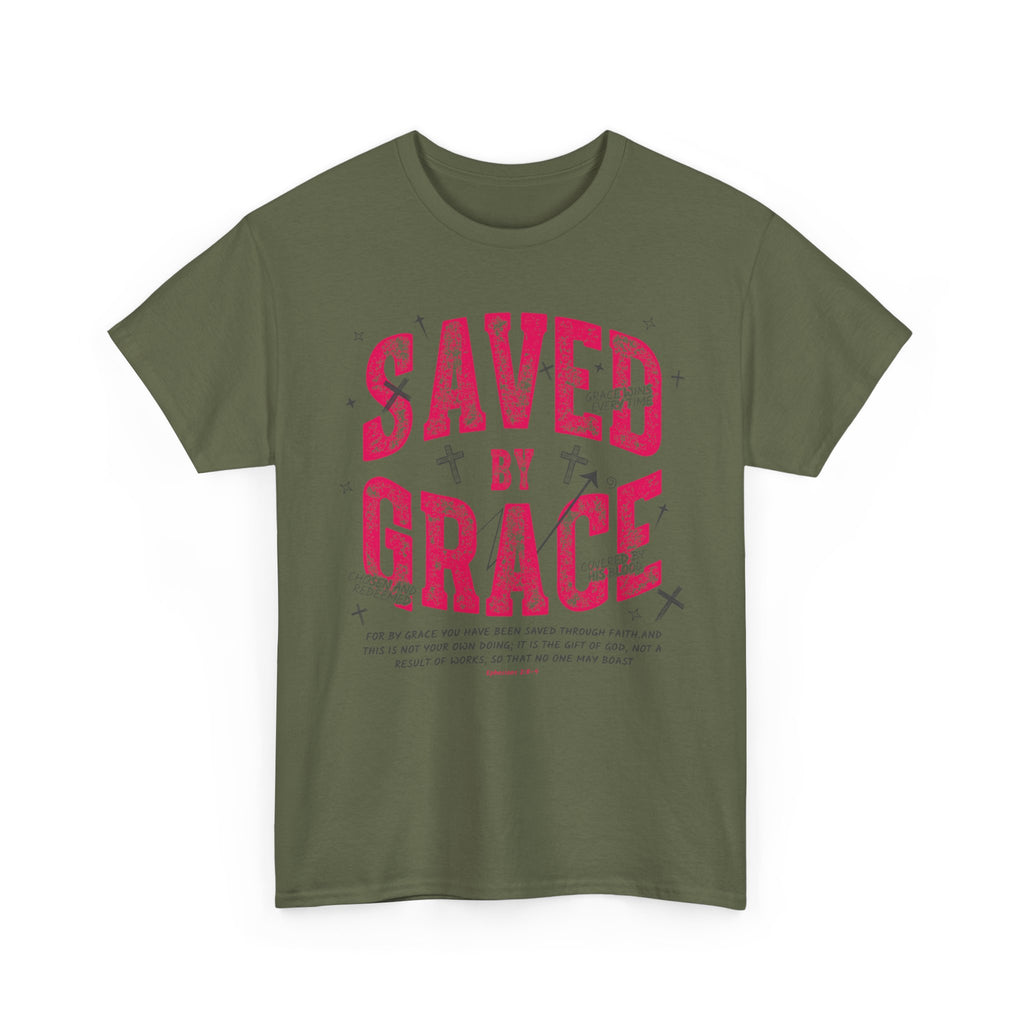 Saved by Grace Ephesians 2:8-9 Unisex Cotton T-Shirt