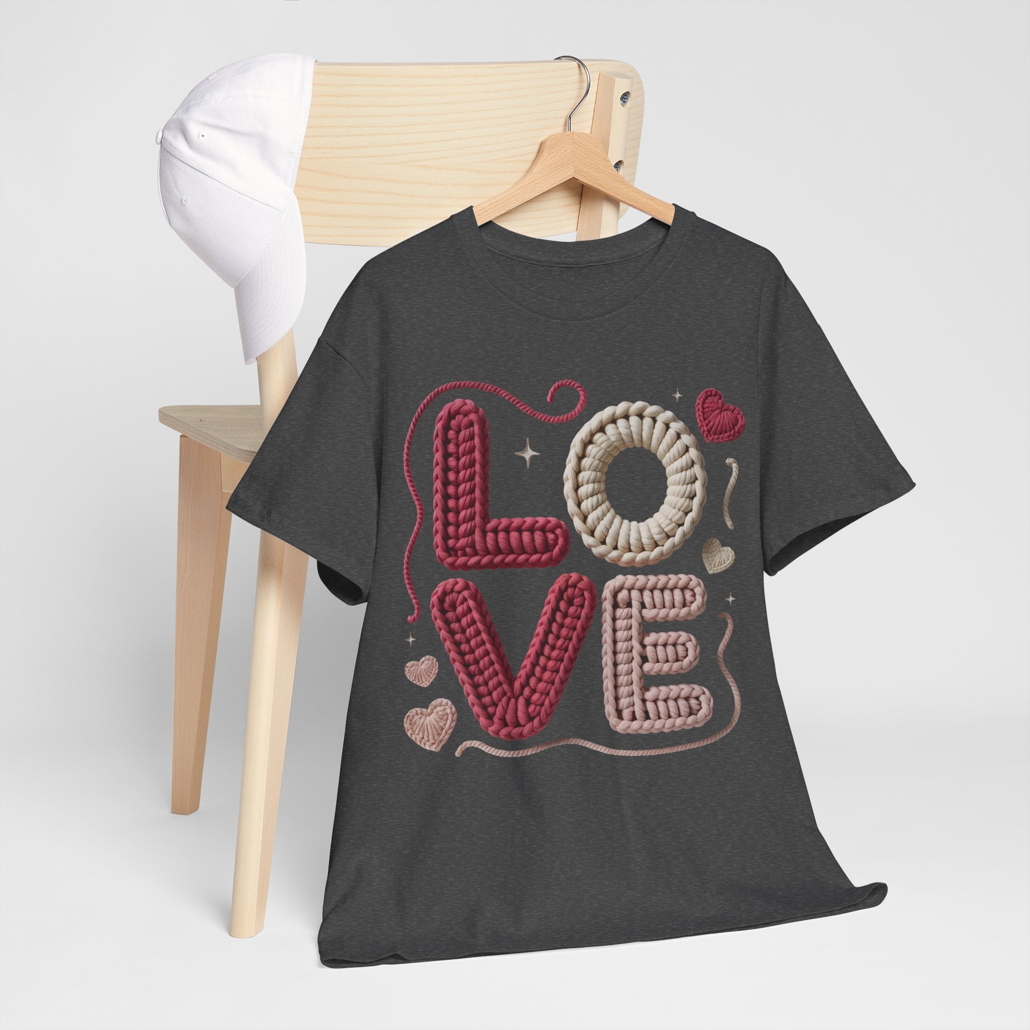 LOVE Faux Yarn Heart Unisex Cotton Tee