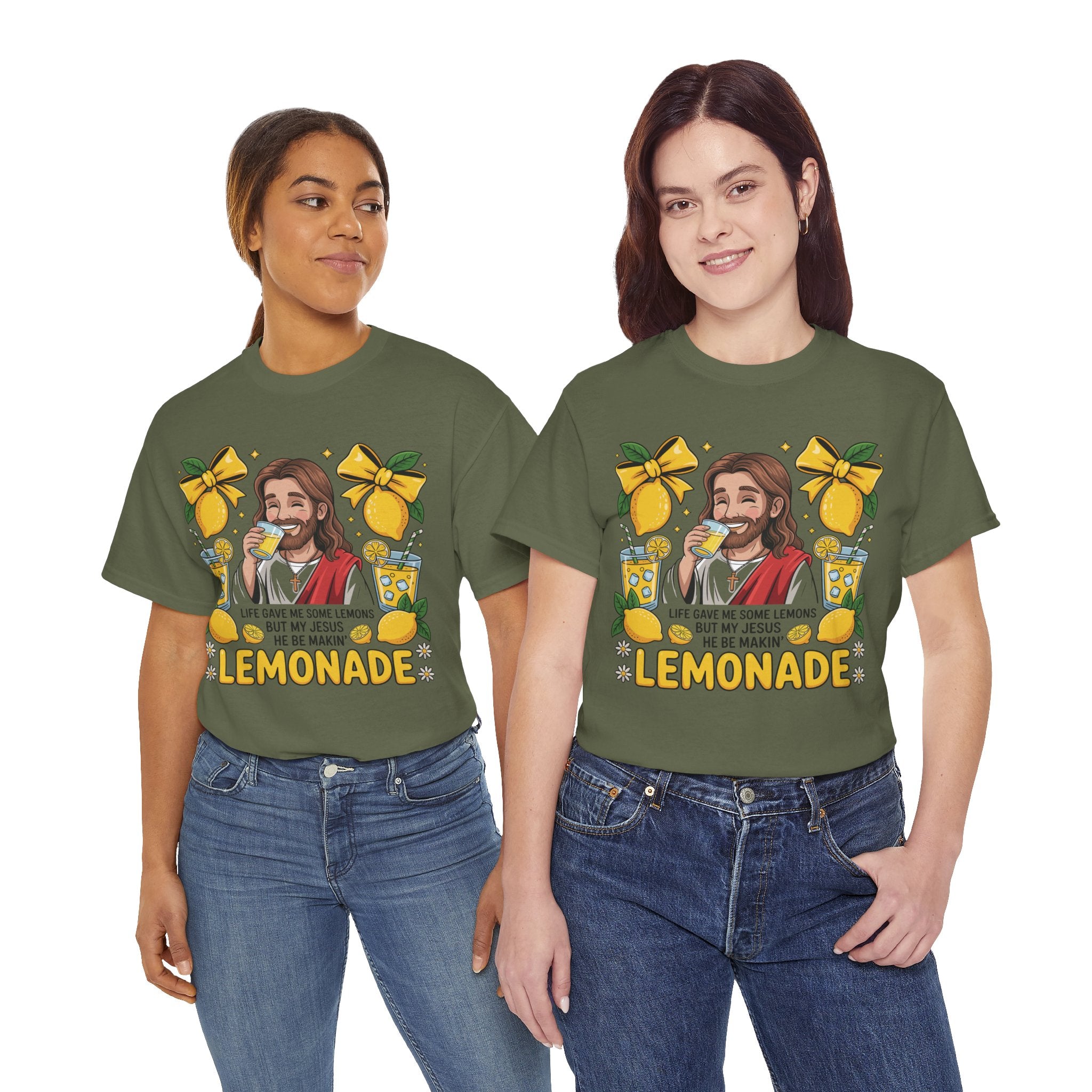 Jesus Drinking Lemonade T-Shirt — "Life Gave Me Some Lemons" Christian Unisex Cotton Tee