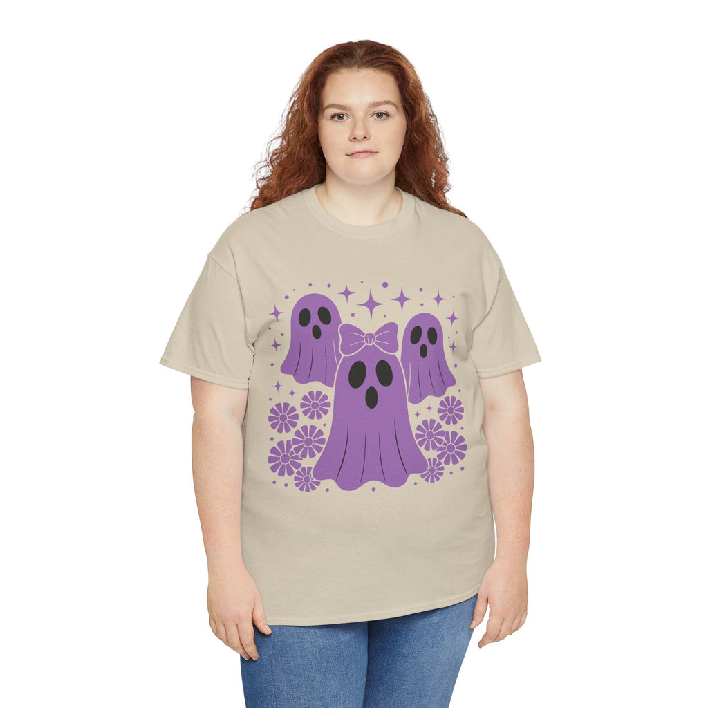 Purple Ghost Halloween Unisex Cotton Tee