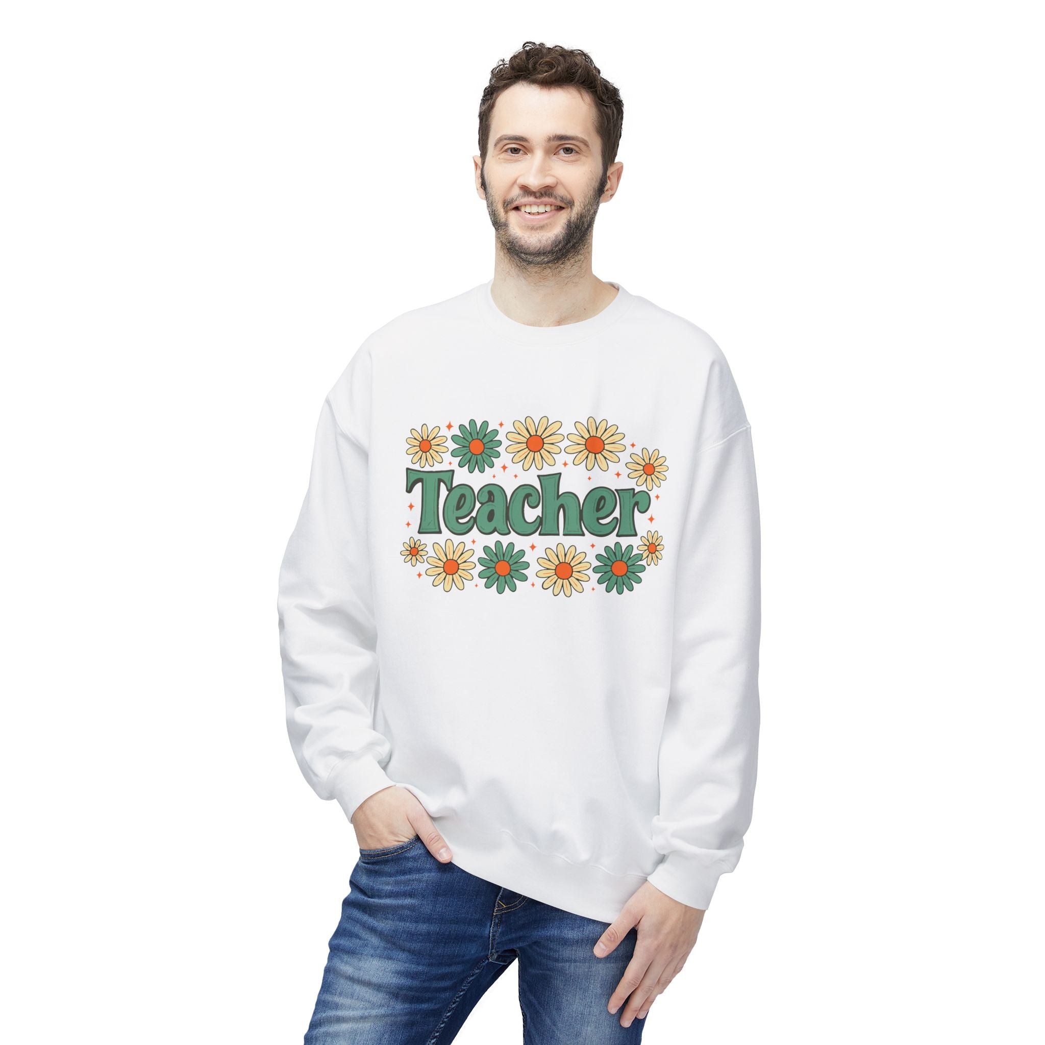 Teacher Floral Crewneck Sweatshirt