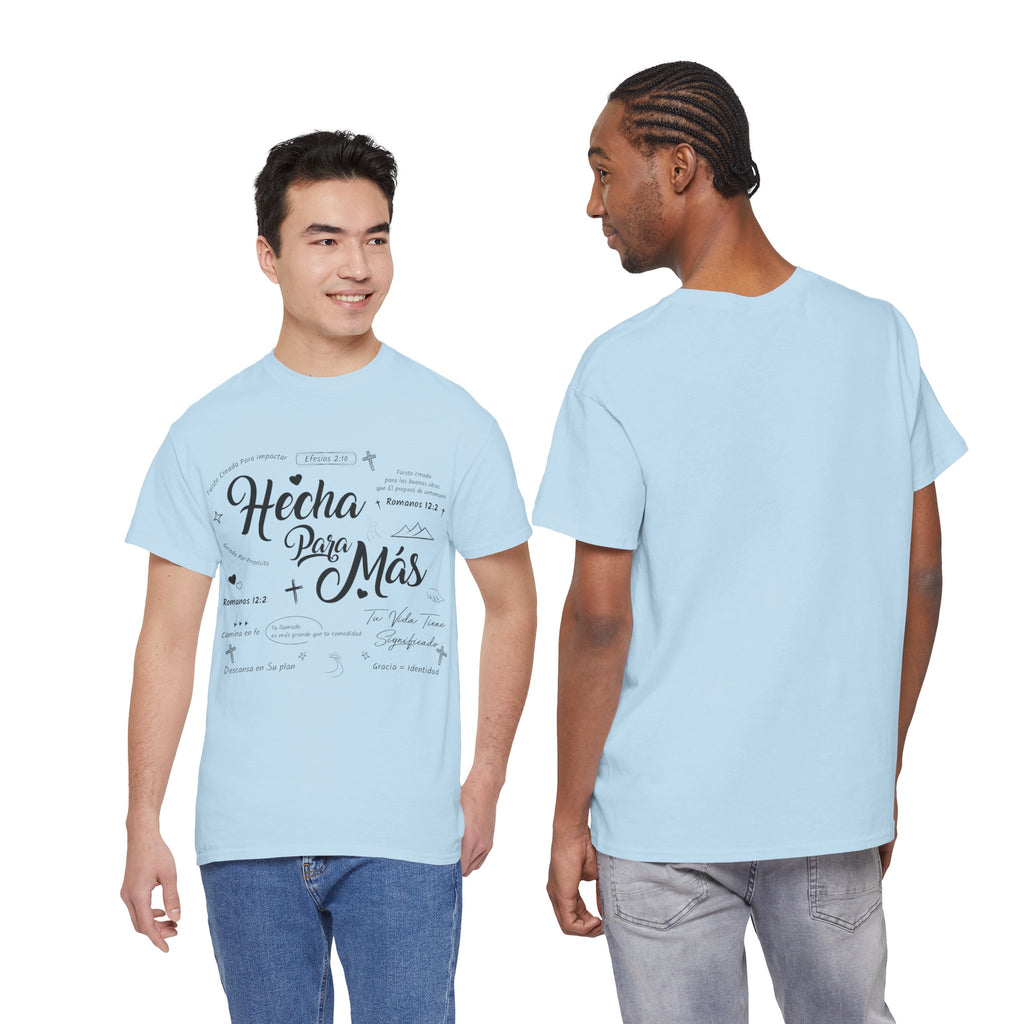 Hecha Para Más Christian T‑Shirt — Spanish Faith Typography Unisex Cotton Tee
