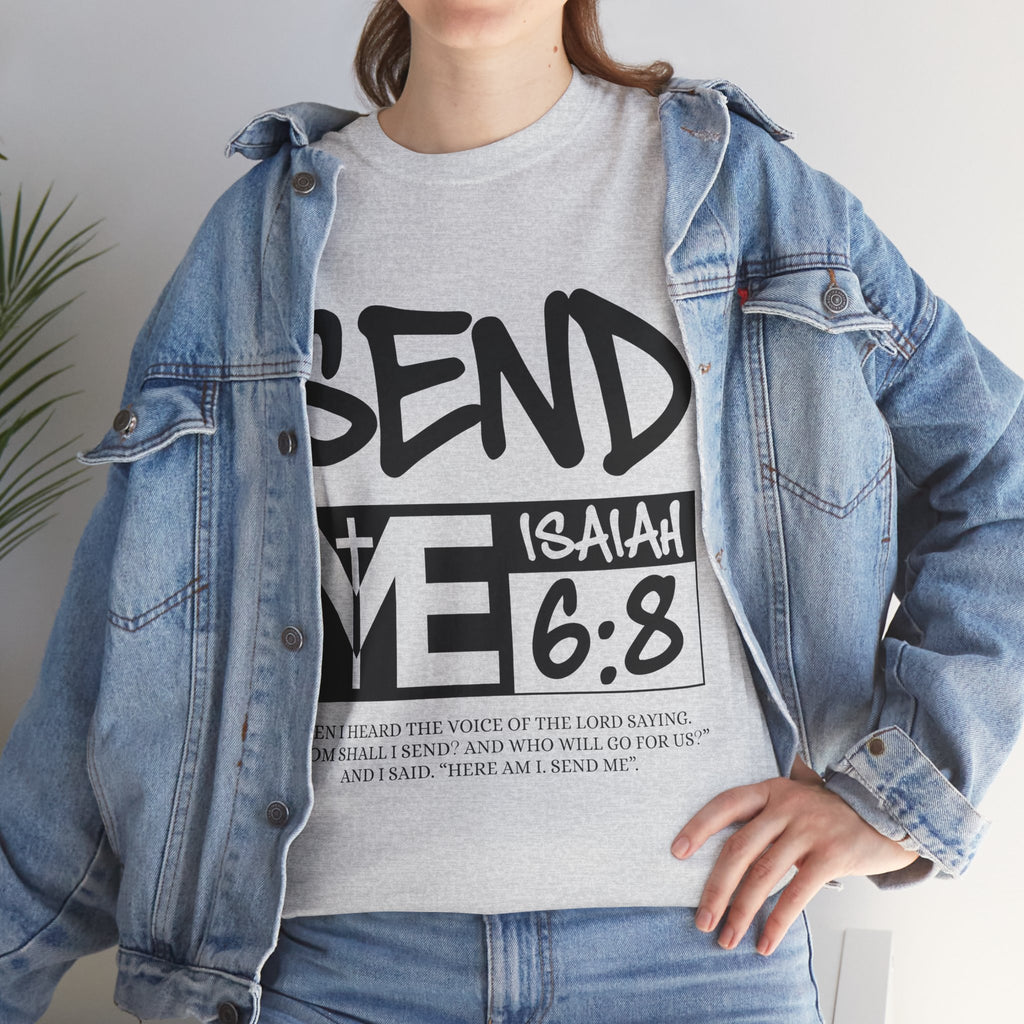 Send Me Isaiah 6:8 Christian T-Shirt — Cross Faith Unisex Cotton Tee