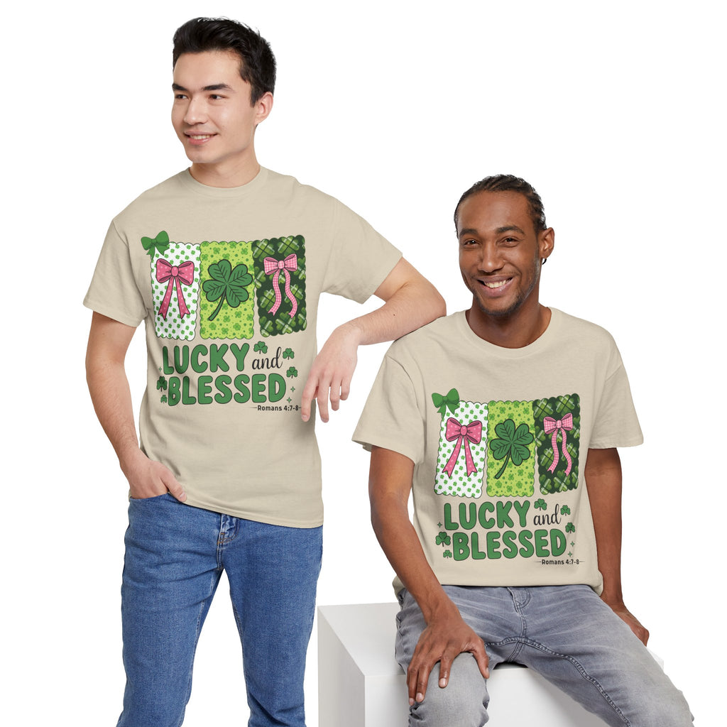 Lucky and Blessed Clover Unisex Cotton Tee