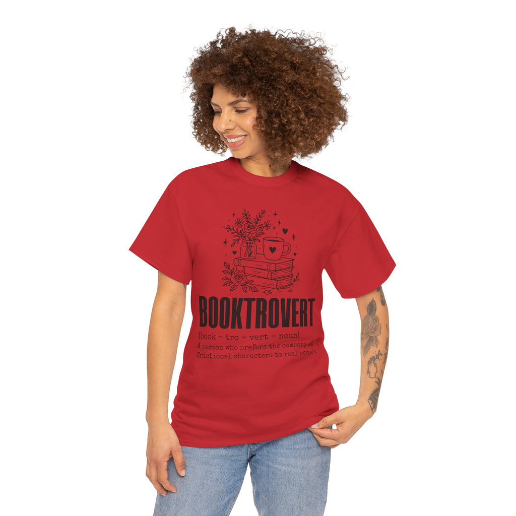 Booktrovert Graphic Tee — "Booktrovert" Definition, Books & Coffee Design Unisex Cotton Tee
