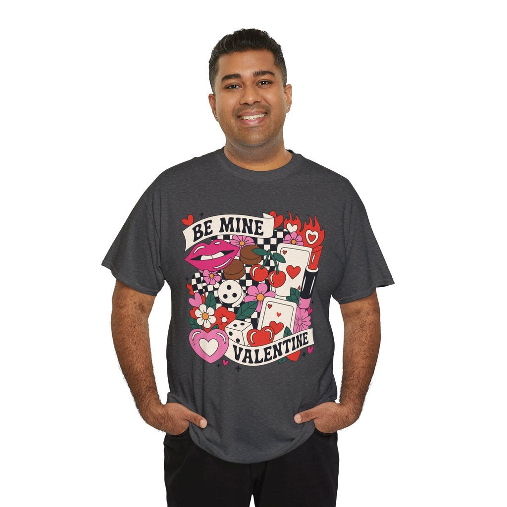 Be Mine Valentine Pop-Art Tee — Lips, Cherries & Retro Valentine Collage...Unisex Cotton Tee