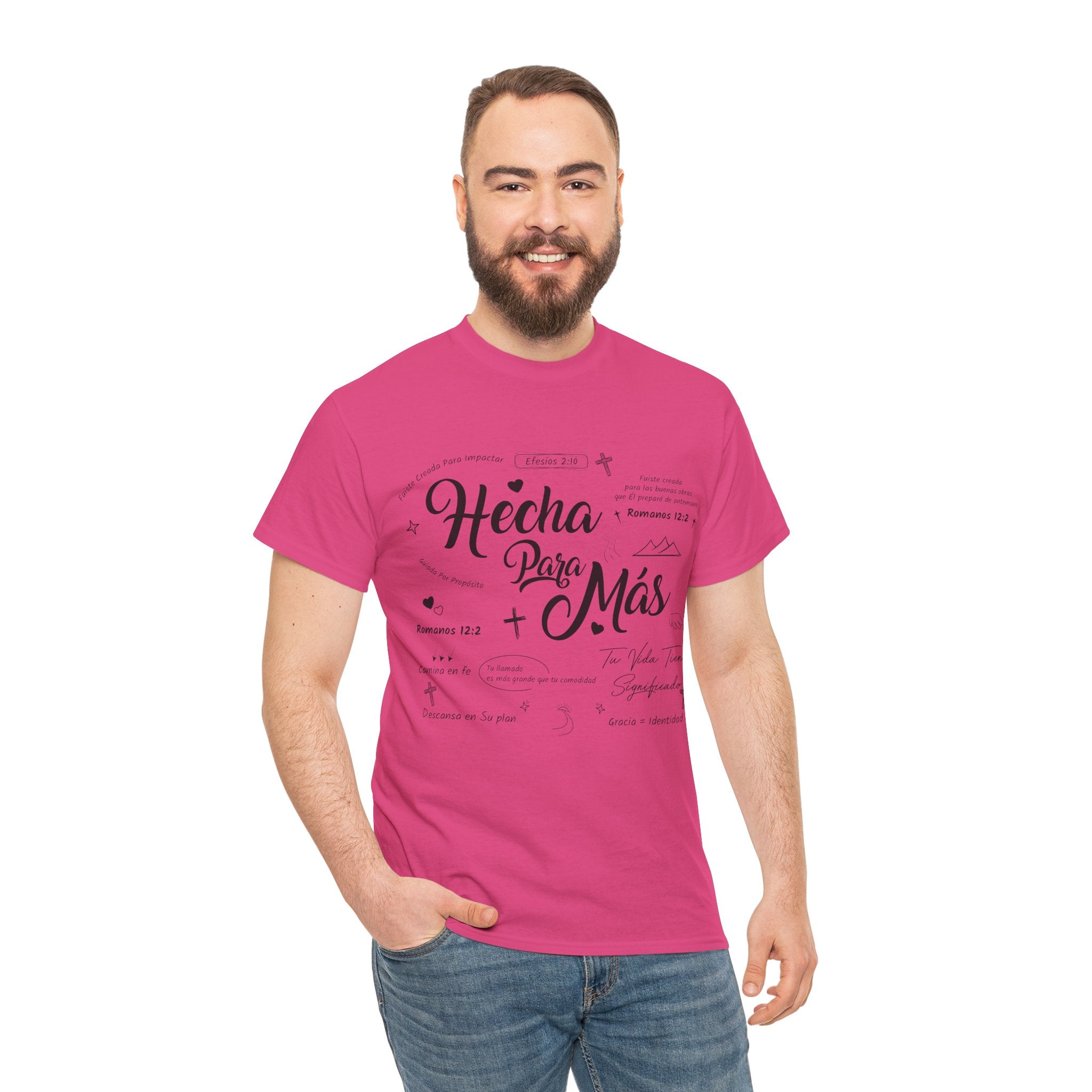 Hecha Para Más Christian T‑Shirt — Spanish Faith Typography Unisex Cotton Tee