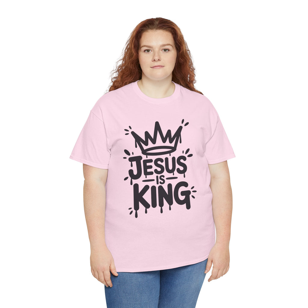 Jesus Is King Crown T-Shirt — Minimalist Christian Unisex Cotton Tee