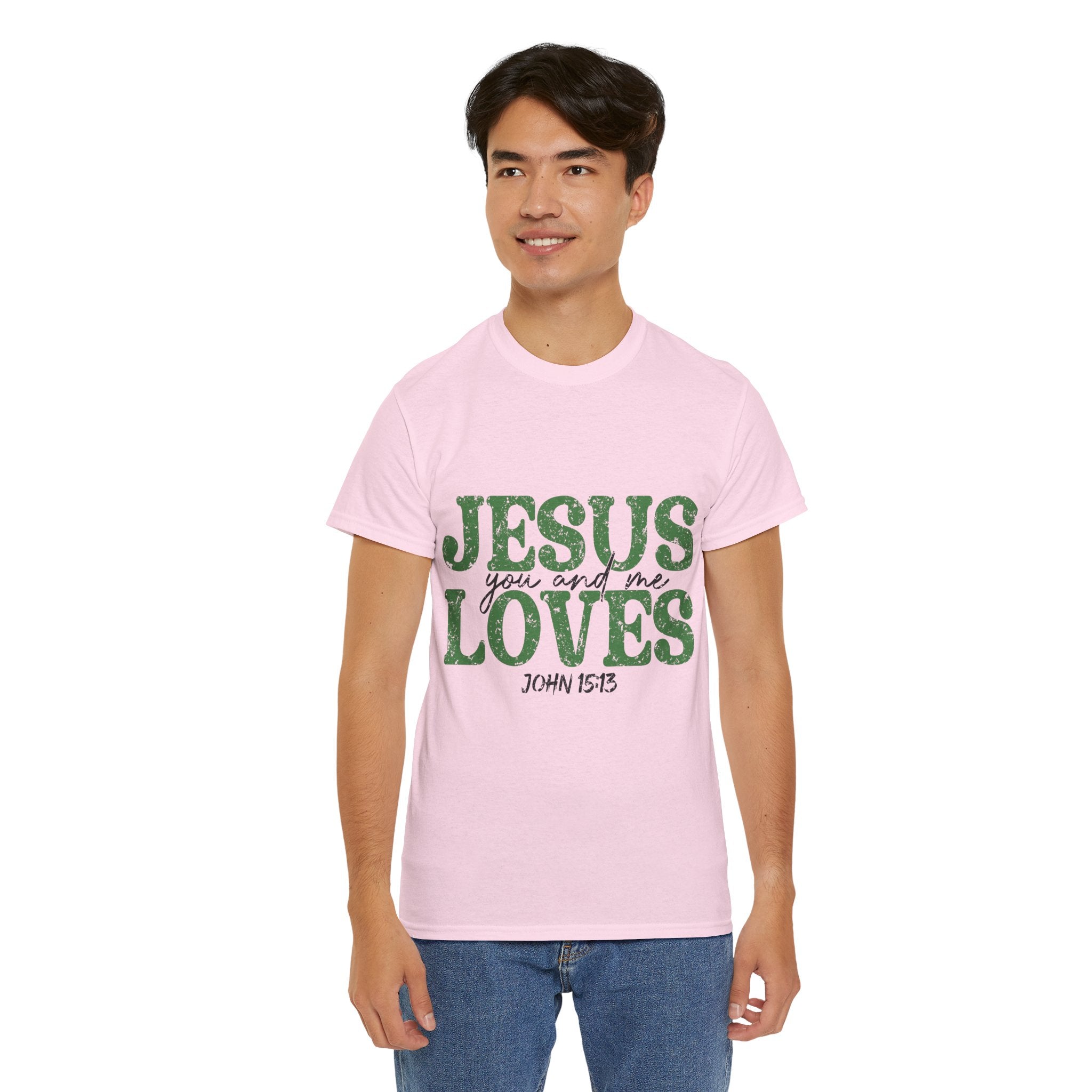 Jesus Loves Vintage Tee — Green Retro Christian Unisex Cotton T-Shirt