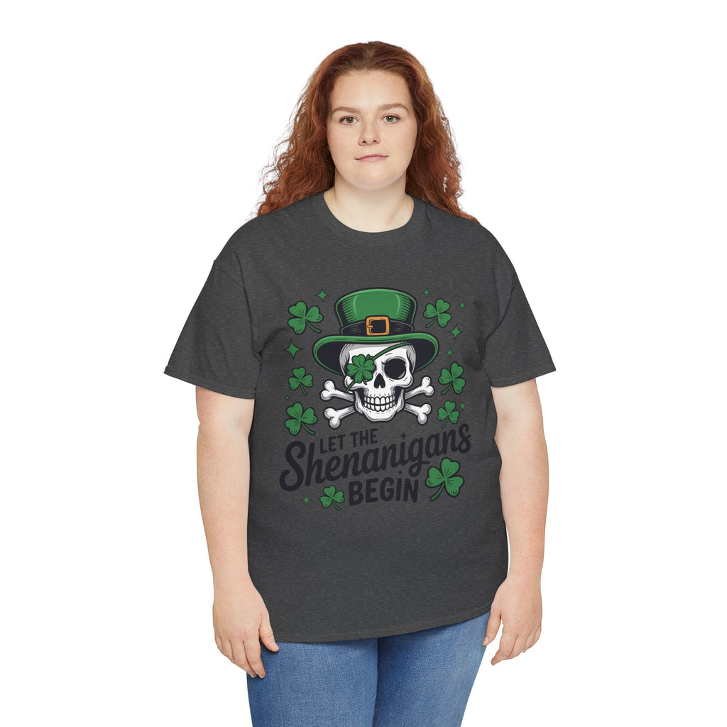 Let the Shenanigans Begin — Leprechaun Skull Unisex Cotton T-Shirt