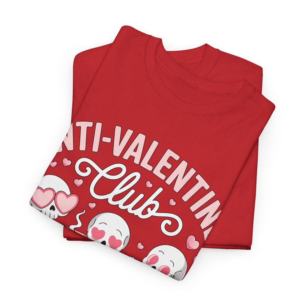 Anti-Valentine Club Skeleton Tee — Anti-Romance Pink Couch Graphic Unisex Cotton T-Shirt
