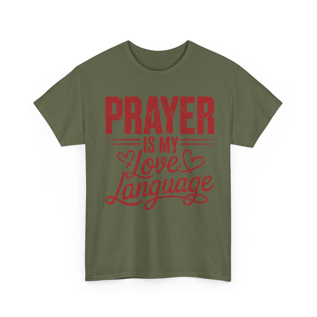 Prayer Is My Love Language T-Shirt — Faith-Inspired Red Hearts Unisex Cotton Tee