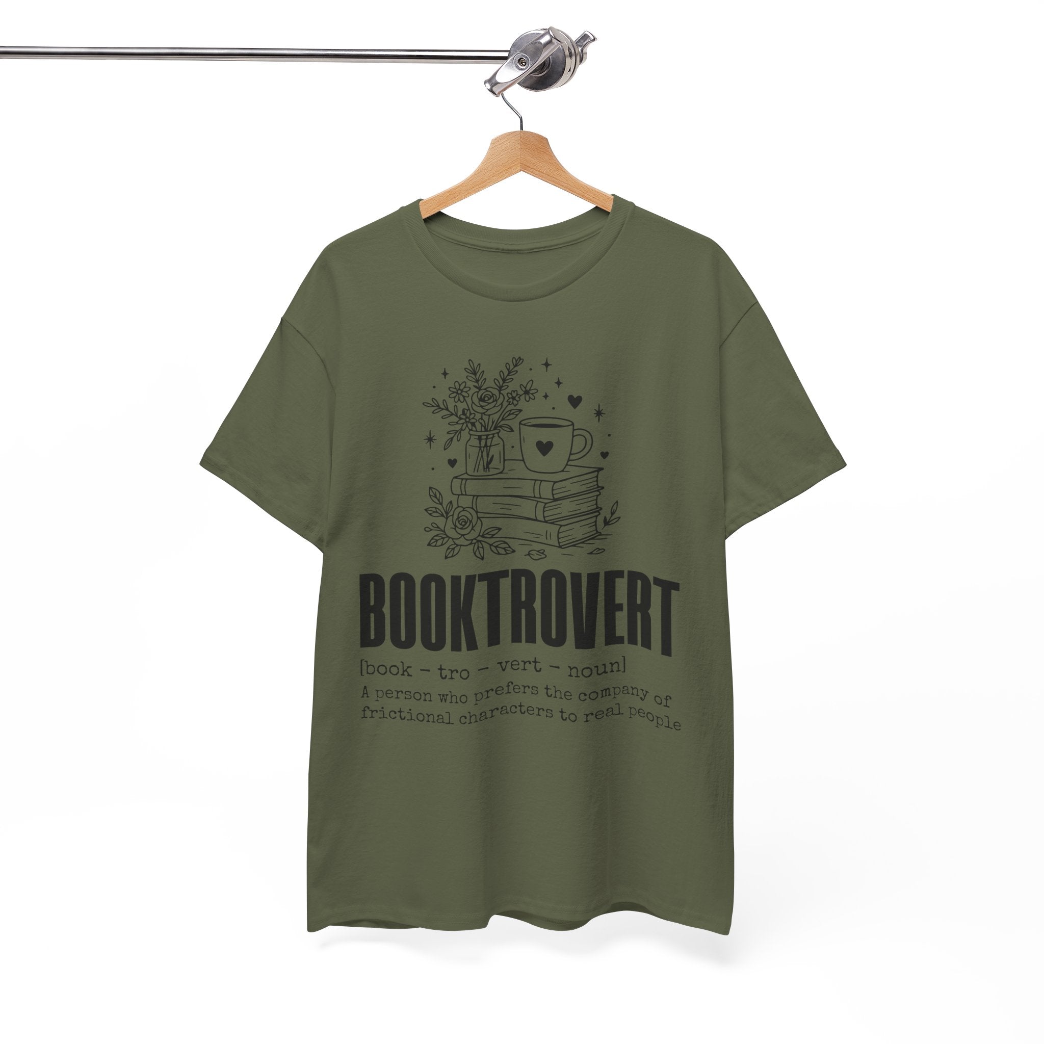 Booktrovert Graphic Tee — "Booktrovert" Definition, Books & Coffee Design Unisex Cotton Tee