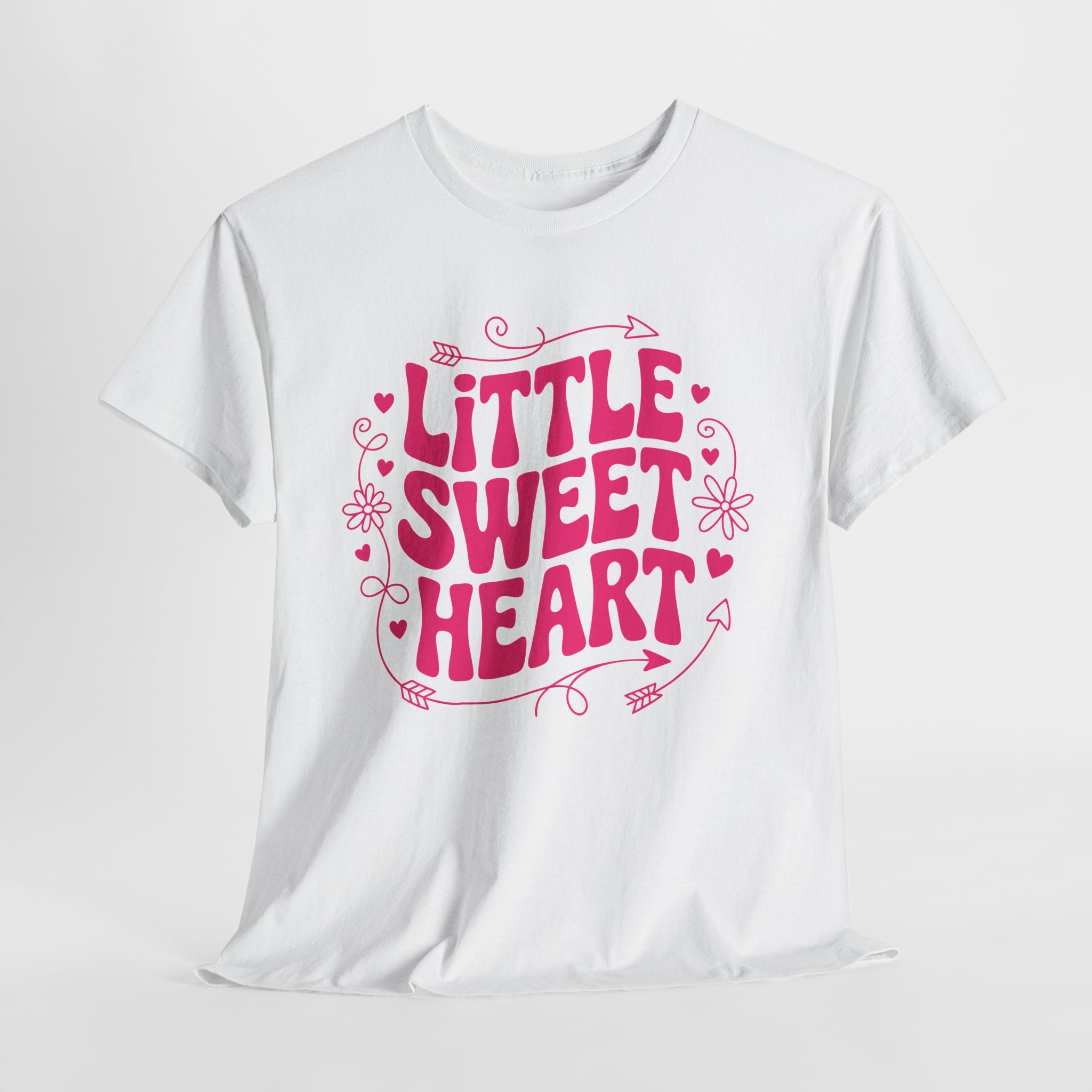 Little Sweetheart Retro Tee — Cute Red Hearts & Flowers Graphic Unisex Cotton Tee