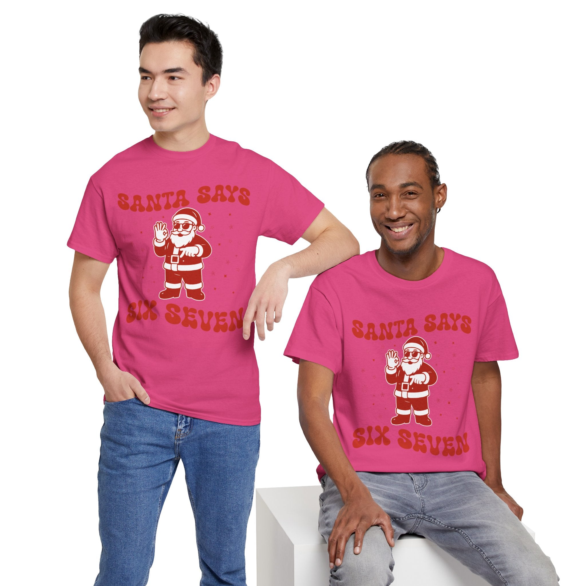 Retro 'Santa Says Six Seven' Christmas Unisex Cotton Tee