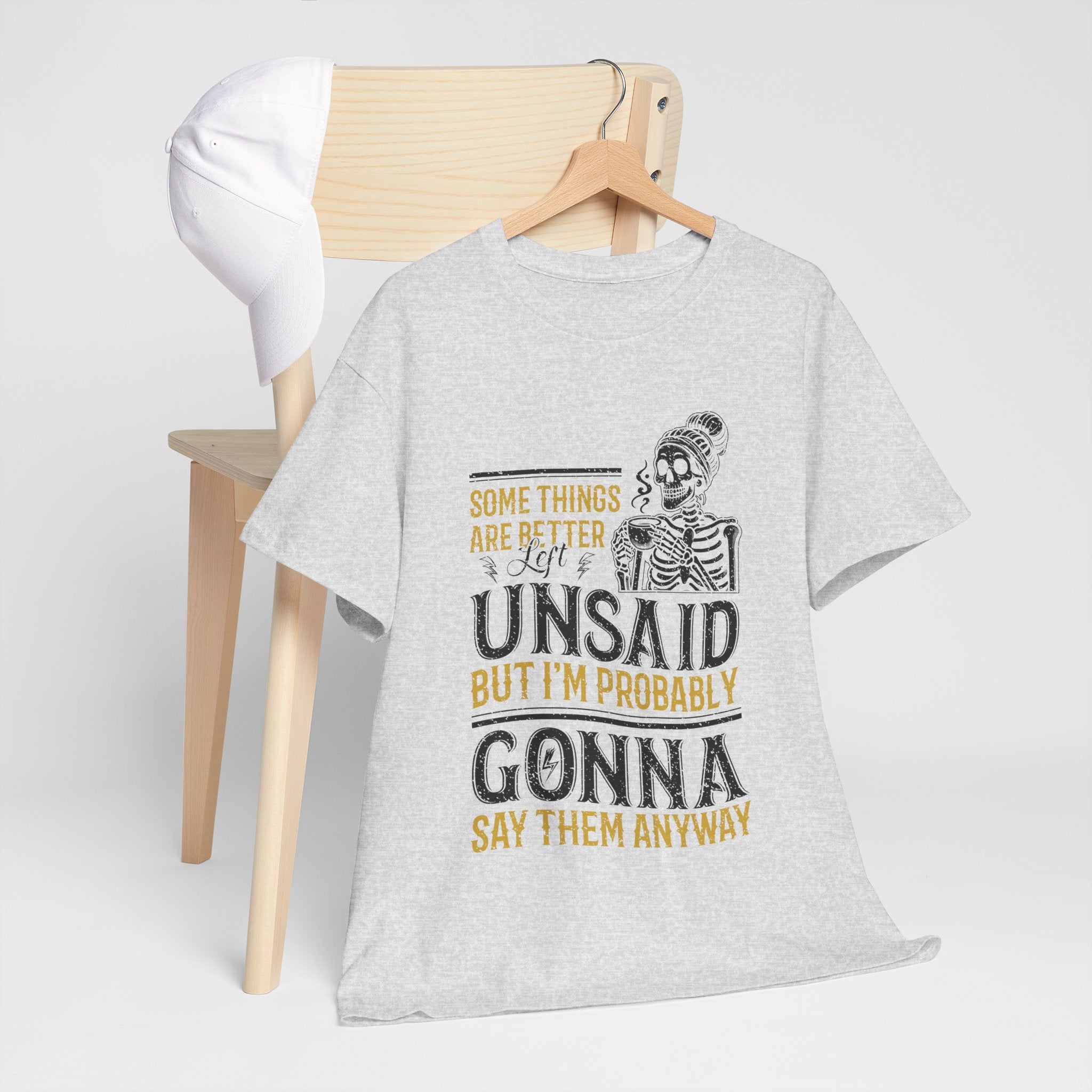 Distressed Yellow "Some Things Are Better Left Unsaid"Unisex Cotton Tee