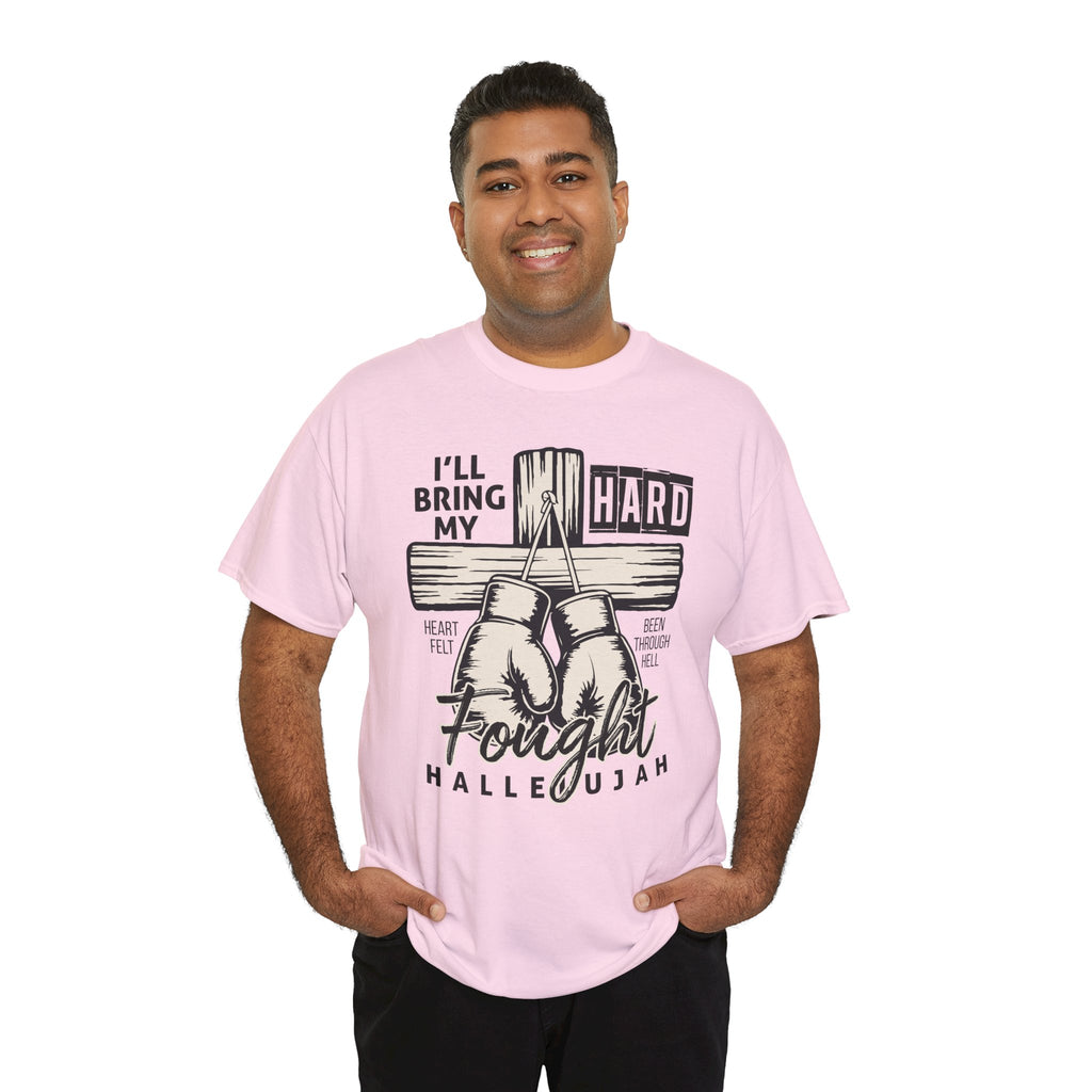 Christian Boxing Gloves Cross Tee — "I’ll Bring My Hard-Fought Heart."Unisex Cotton Tee