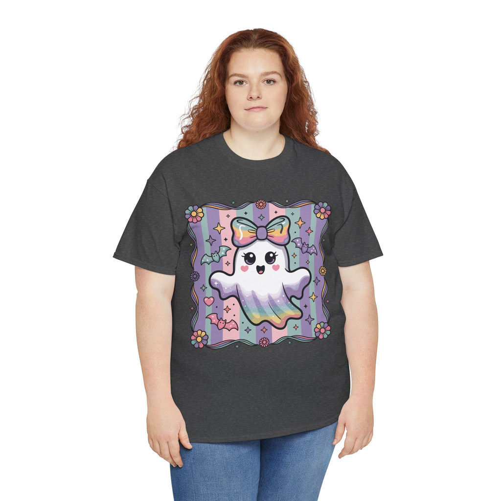 Pastel Ghost Rainbow Bow Unisex Cotton Tee