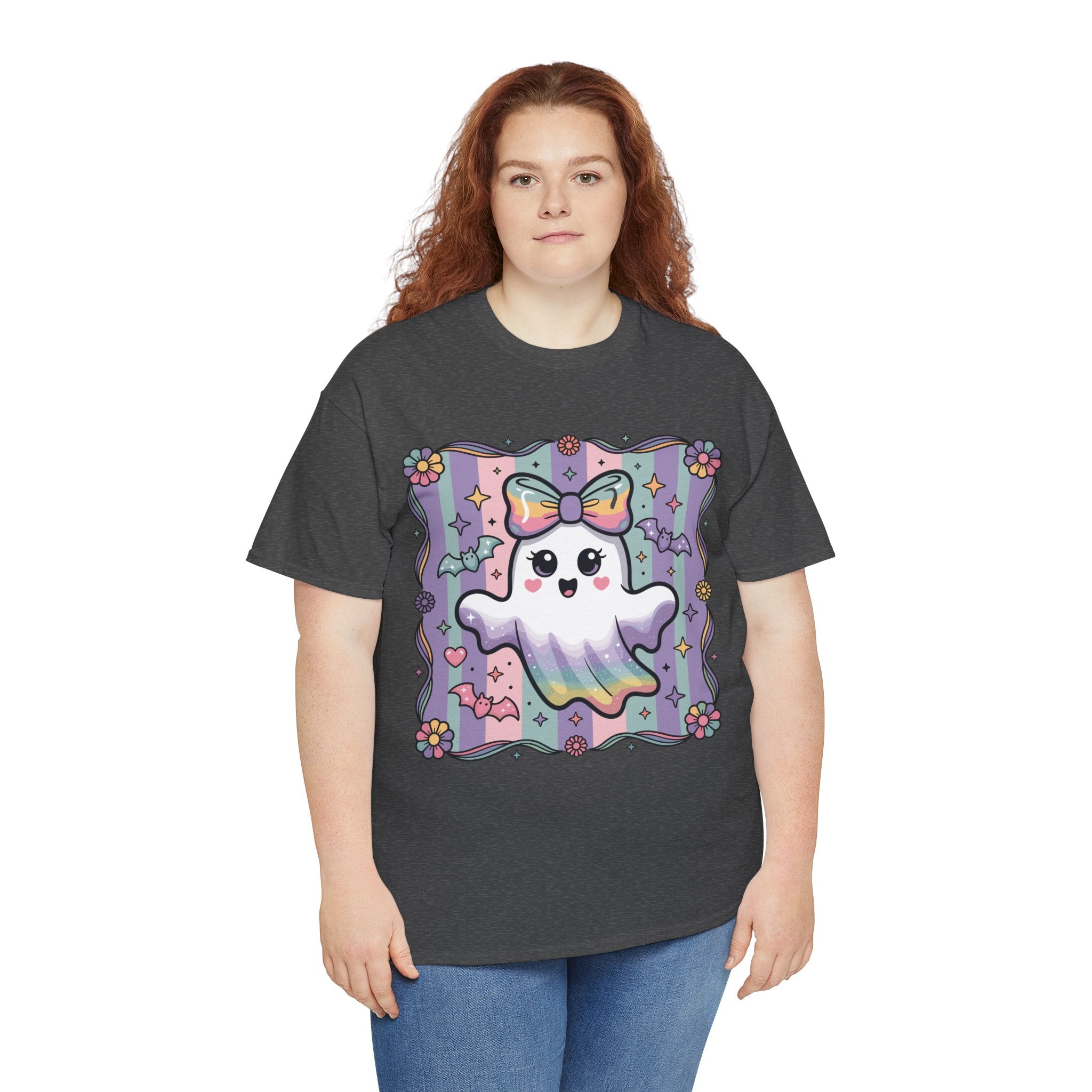Pastel Ghost Rainbow Bow Unisex Cotton Tee