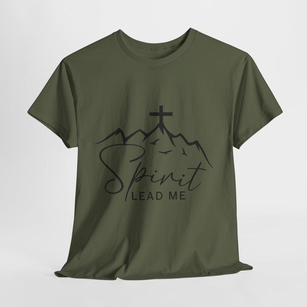 Spirit Lead Me Christian T‑Shirt — Minimalist Cross Unisex Cotton Tee