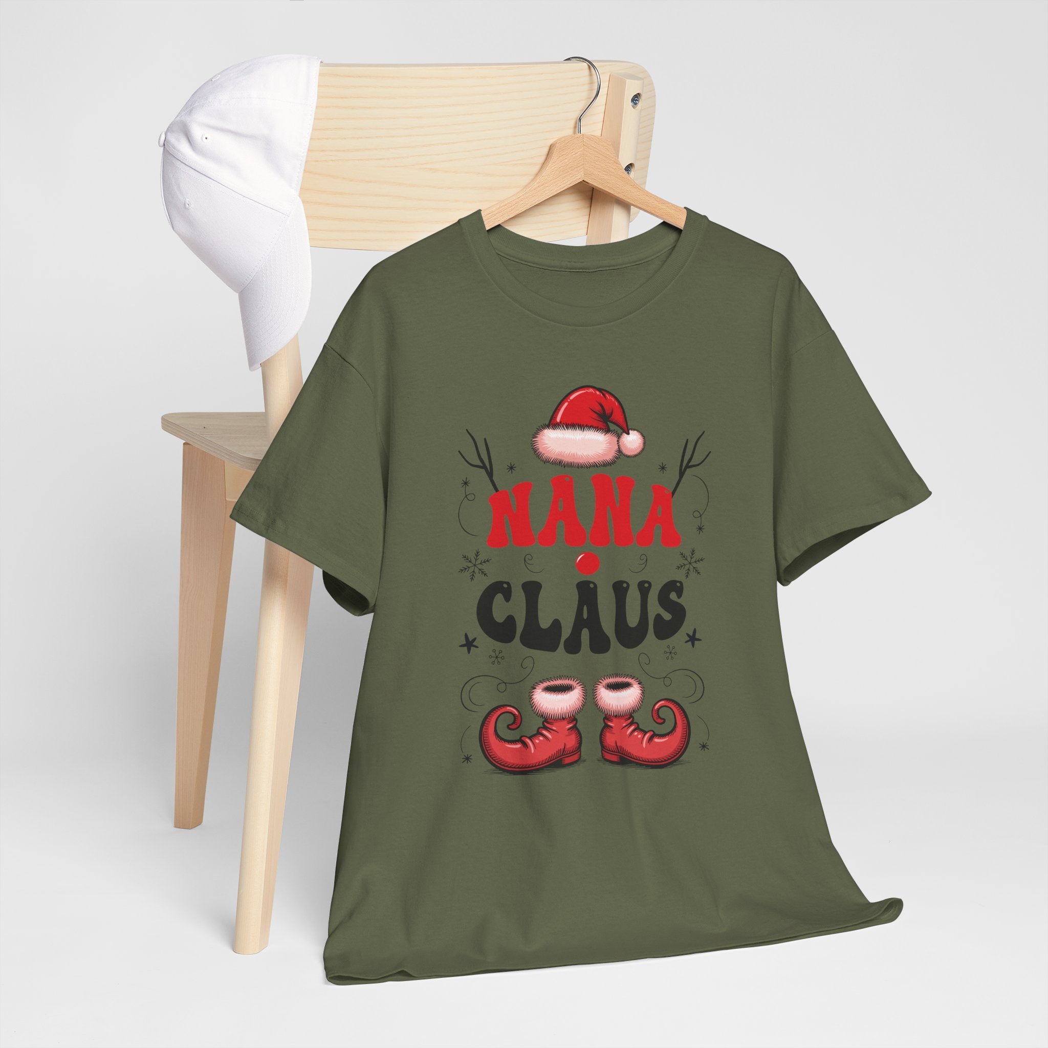 Nana Christmas T-Shirt — Santa Hat & Elf Boots Holiday Unisex Cotton Tee