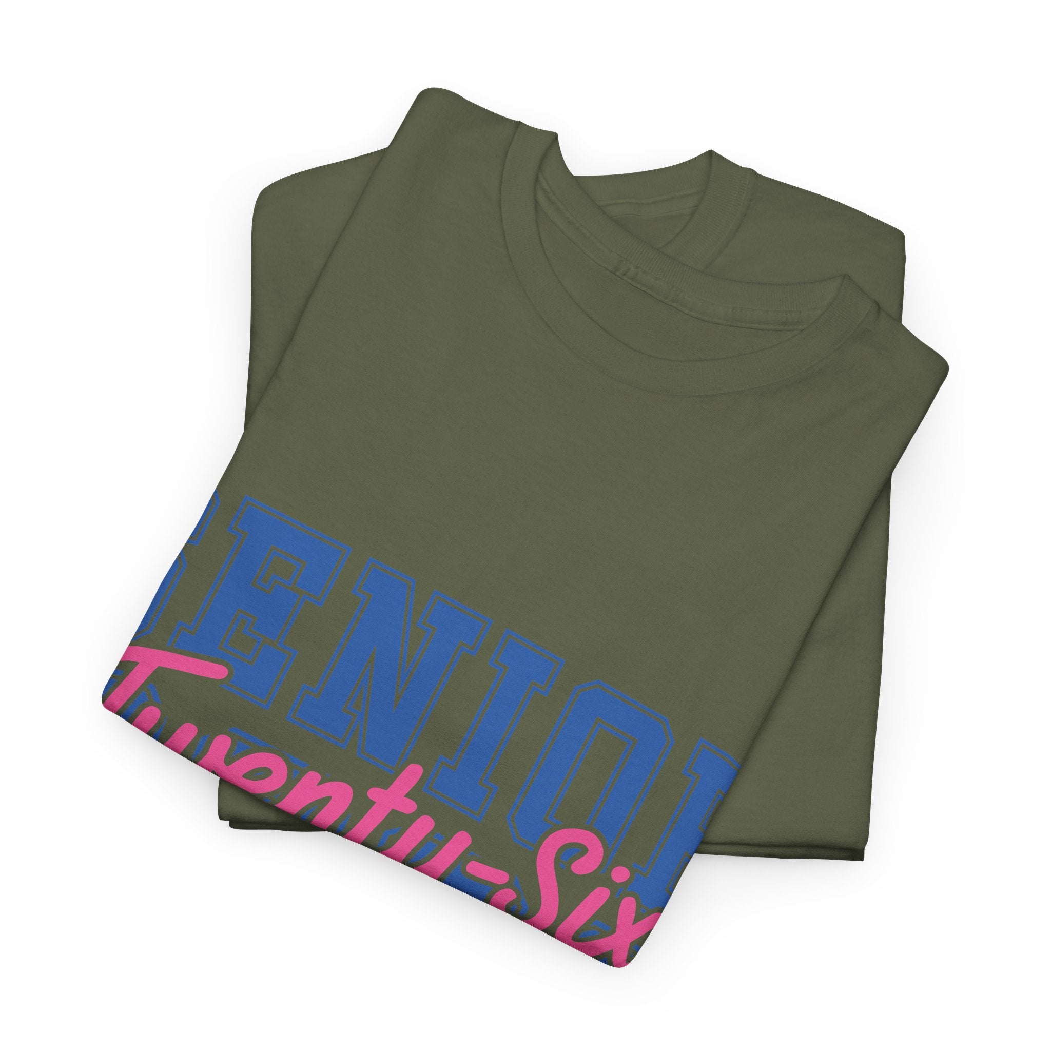 Senior 2026 Tee — Pink Varsity Block with Blue Script Overlay Unisex Cotton Tee