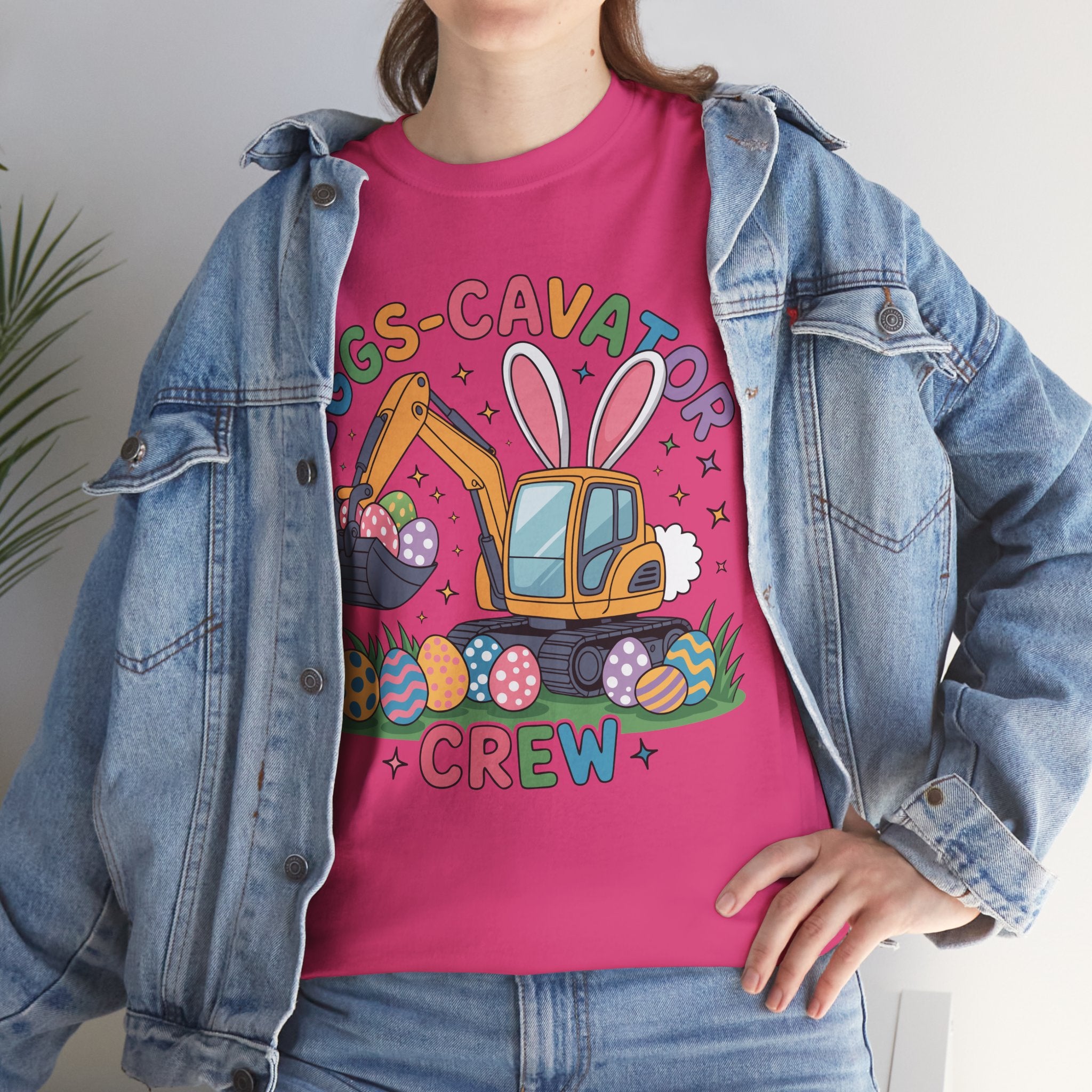 Easter 'Eggs-cavator Crew' Kids Tee — Excavator Bunny & Eggs Unisex Cotton Tee