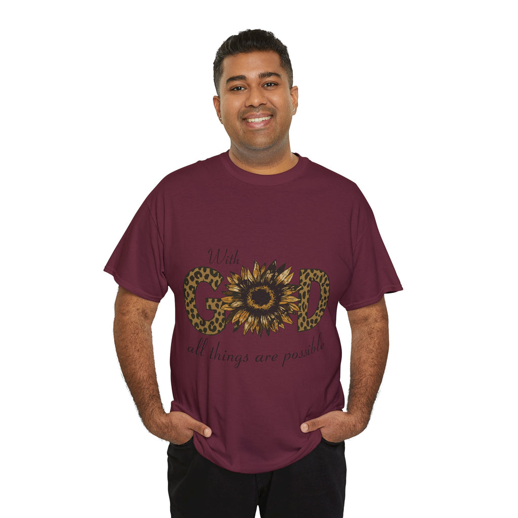 GOD Leopard Print Sunflower Unisex Cotton Tee