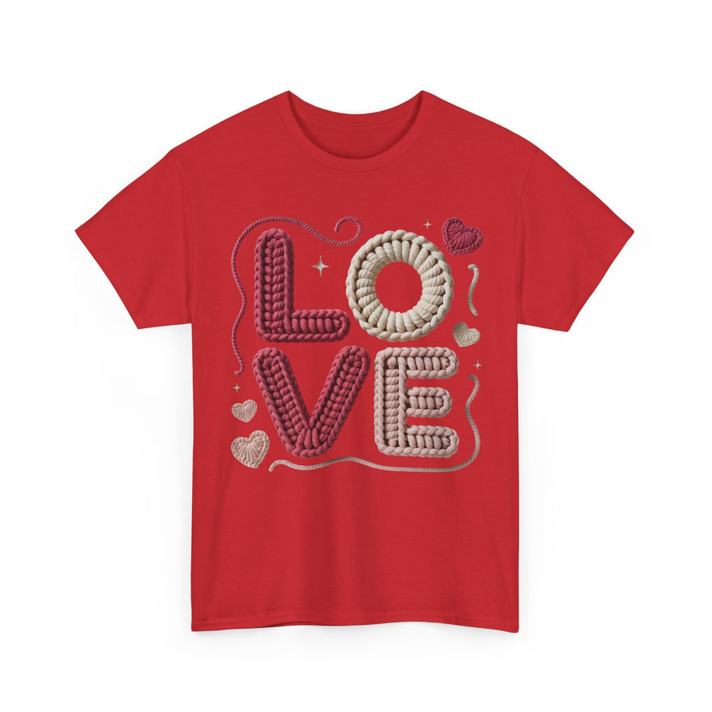 LOVE Faux Yarn Heart Unisex Cotton Tee