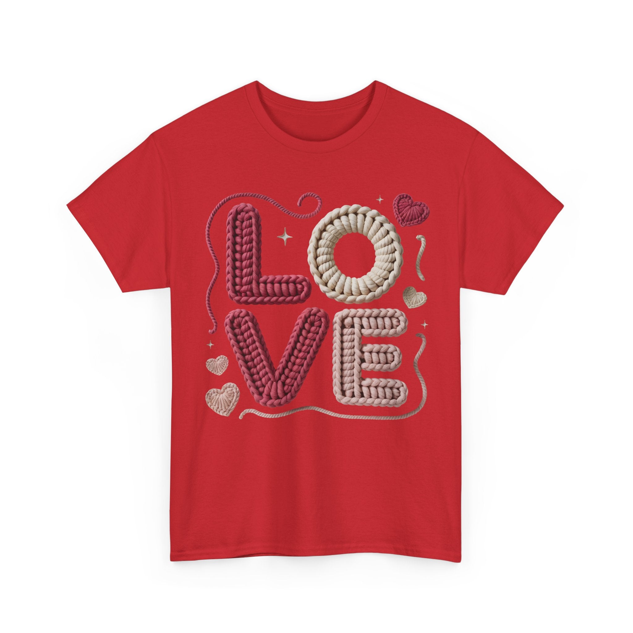 LOVE Faux Yarn Heart Unisex Cotton Tee