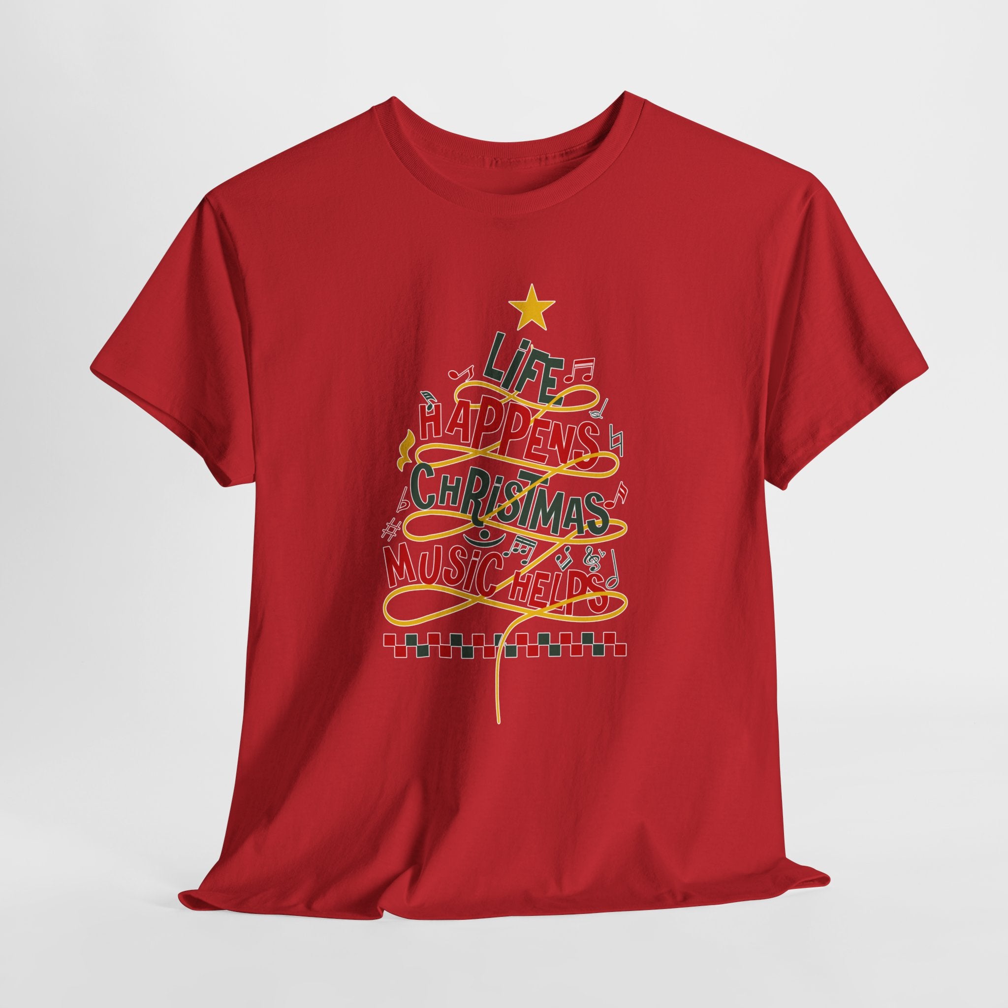 Christmas Tree Words Music Unisex Cotton Tee