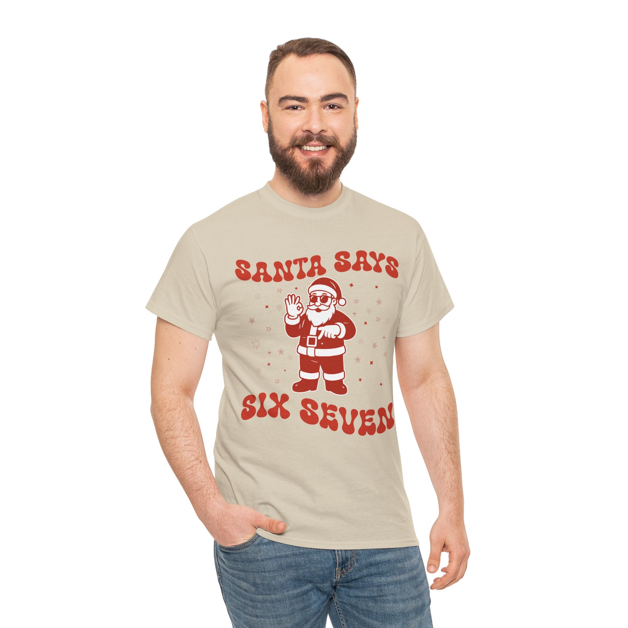 Retro 'Santa Says Six Seven' Christmas Unisex Cotton Tee