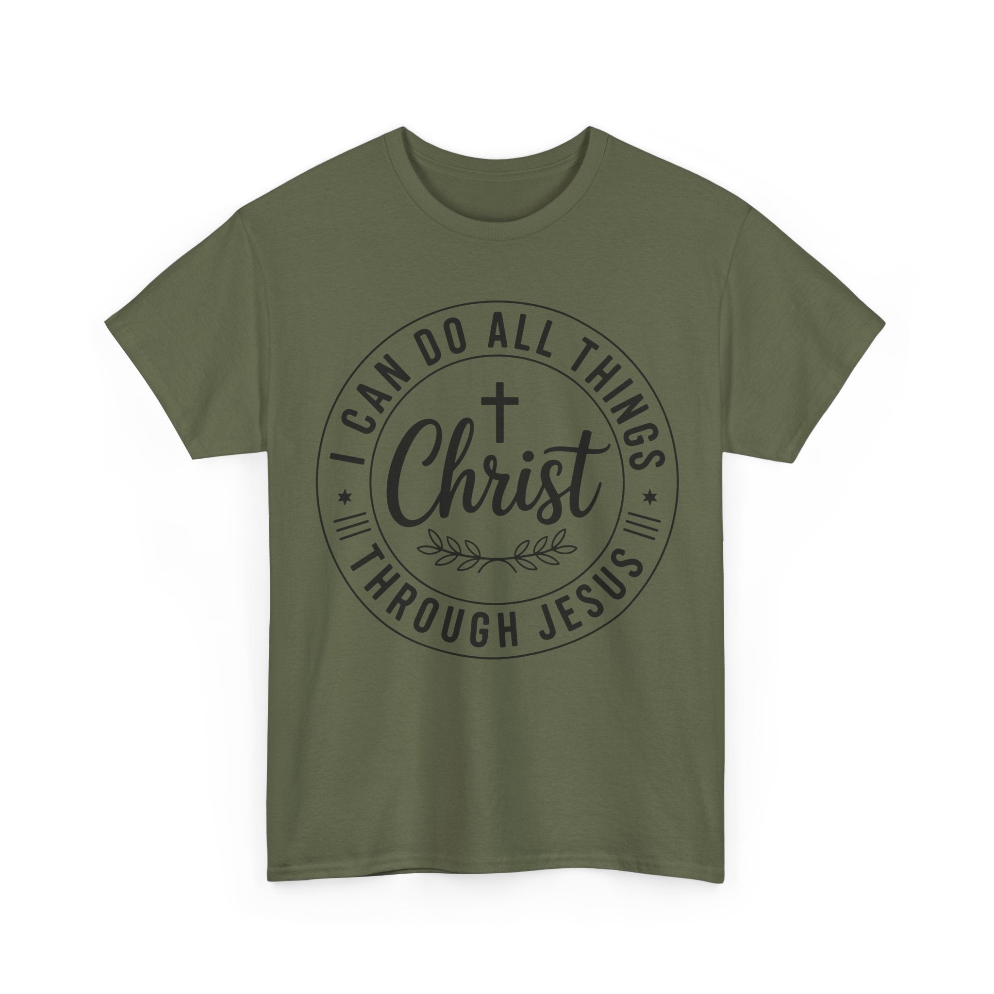 Christian Cross T‑Shirt — "I Can Do All Things Through Christ" Unisex Cotton tee