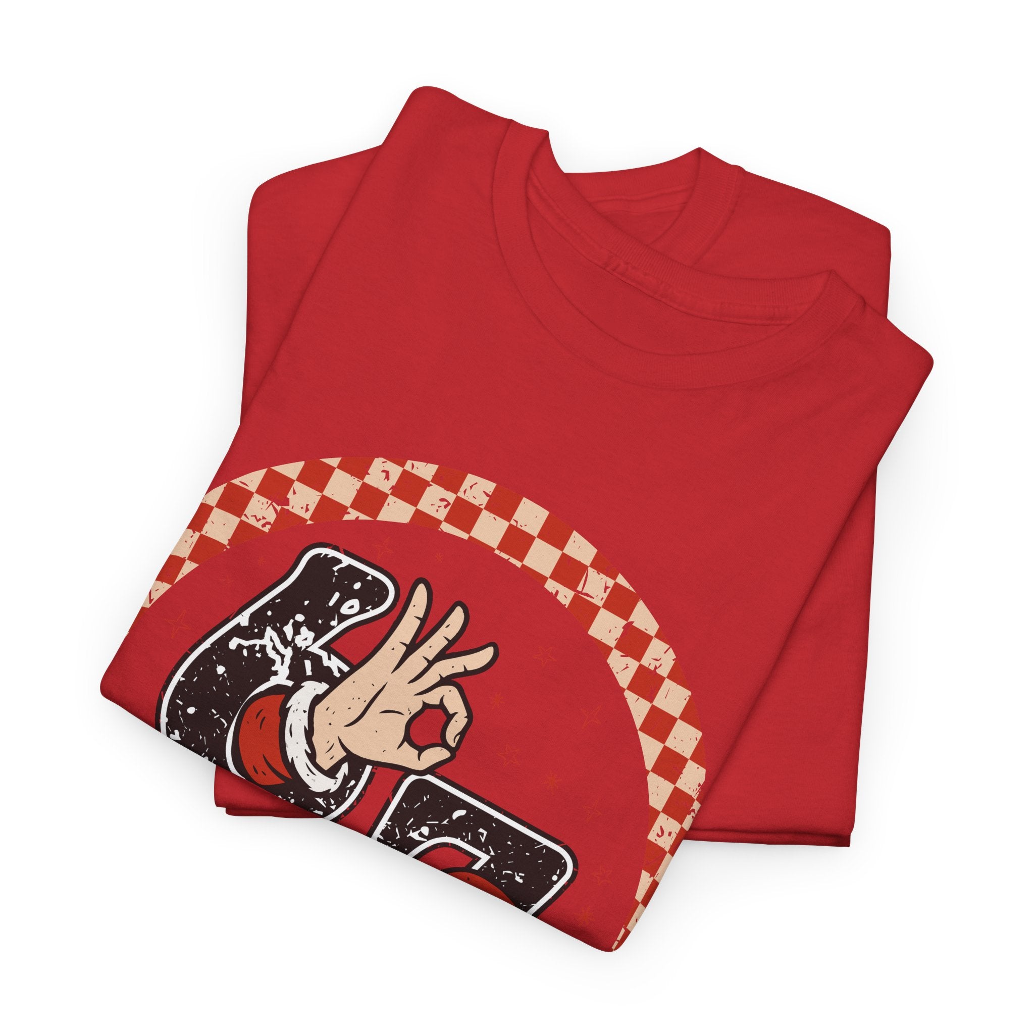 Retro Christmas Tee — Santa '67' & 'Y'all' Red Checkered Graphic.Unisex Cotton Tee