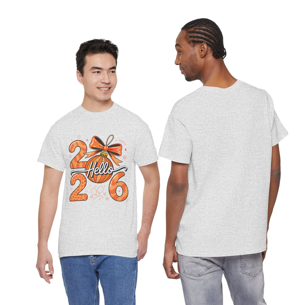 Hello 2026 Christmas Ornament Tee — Festive Orange Holiday Unisex Cotton T-Shirt