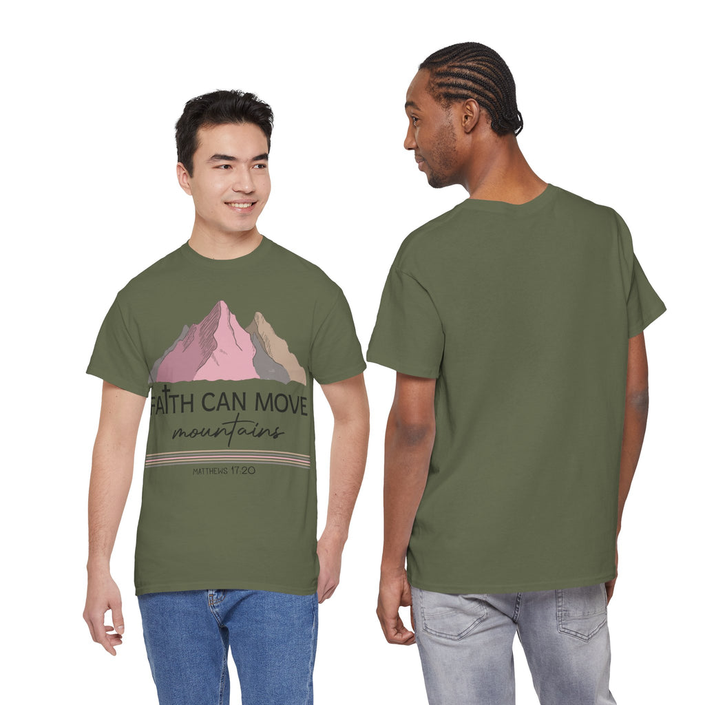 Faith Can Move Mountains Mountain Tee — Pastel Inspirational Christian Unisex Cotton T-Shirt