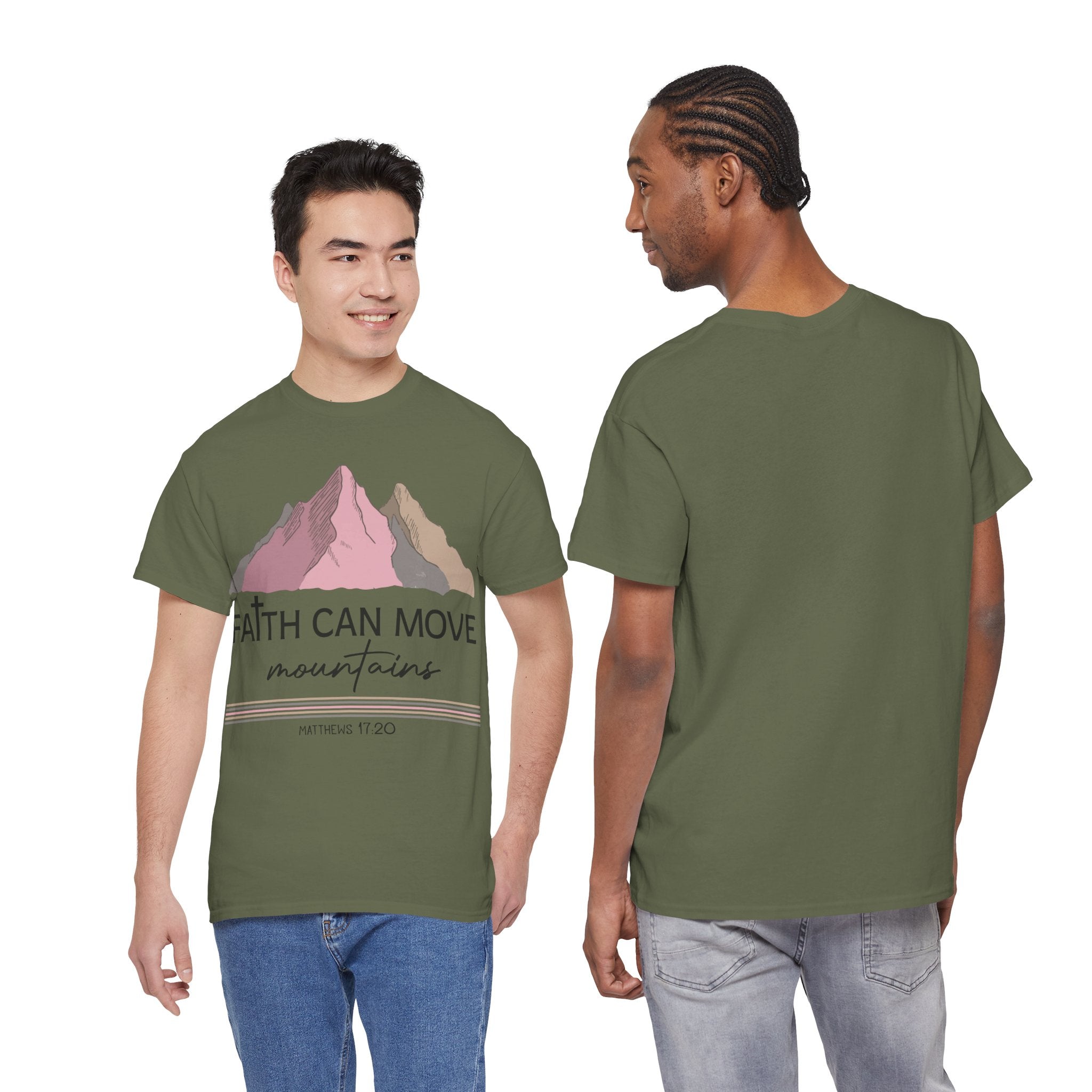 Faith Can Move Mountains Mountain Tee — Pastel Inspirational Christian Unisex Cotton T-Shirt