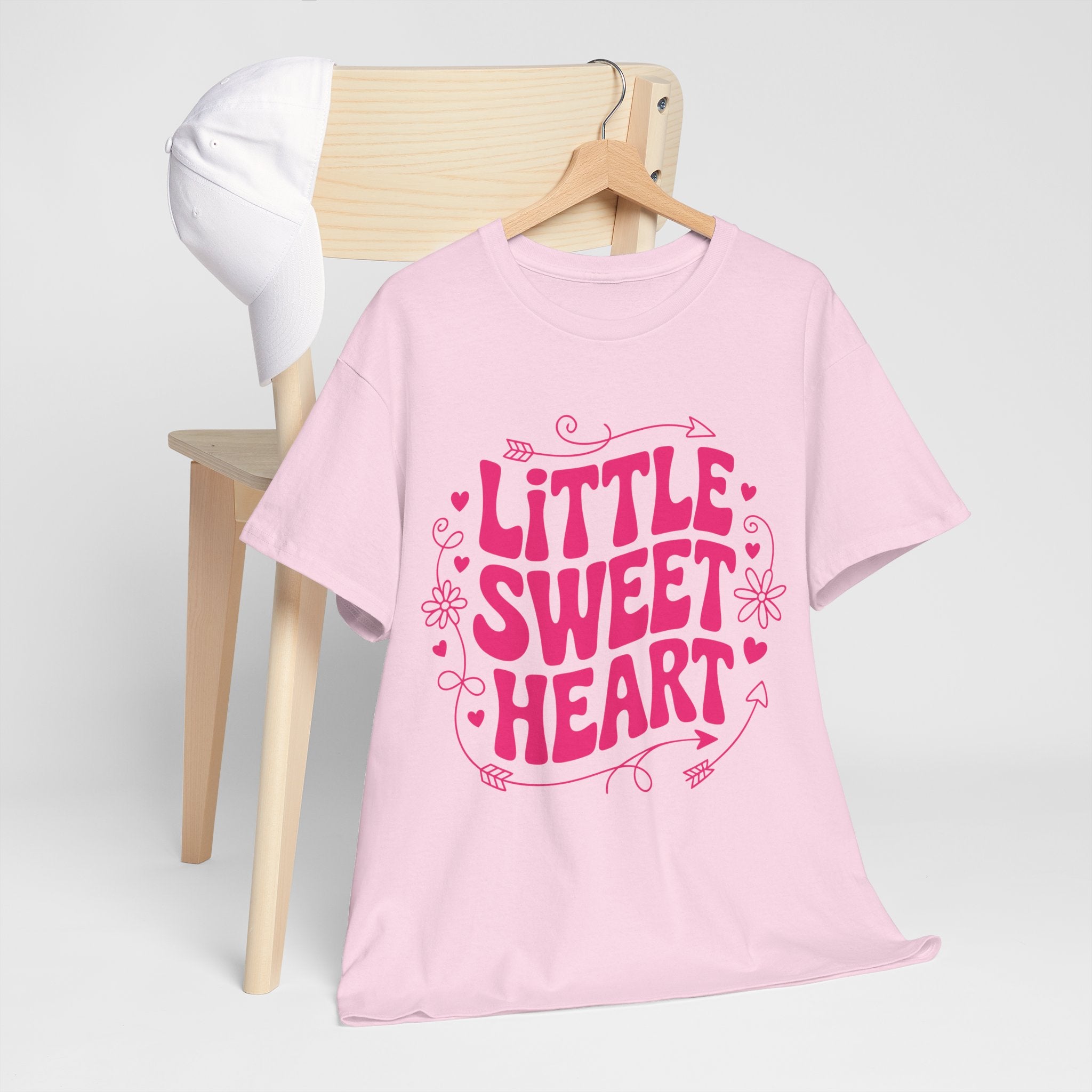 Little Sweetheart Retro Tee — Cute Red Hearts & Flowers Graphic Unisex Cotton Tee