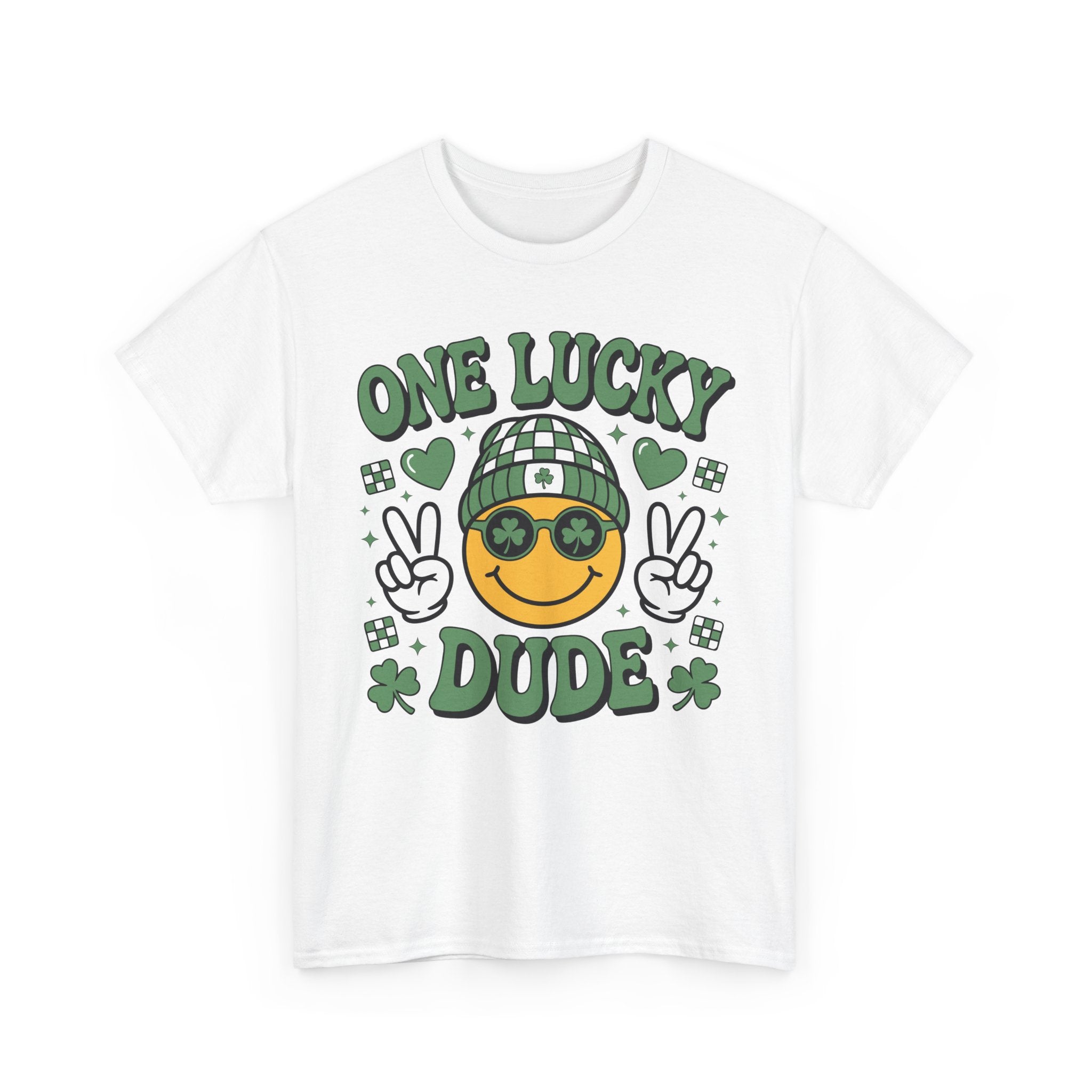 One Lucky Dude Shamrock Tee — St. Patrick's Day Smiley Unisex Cotton Tshirt