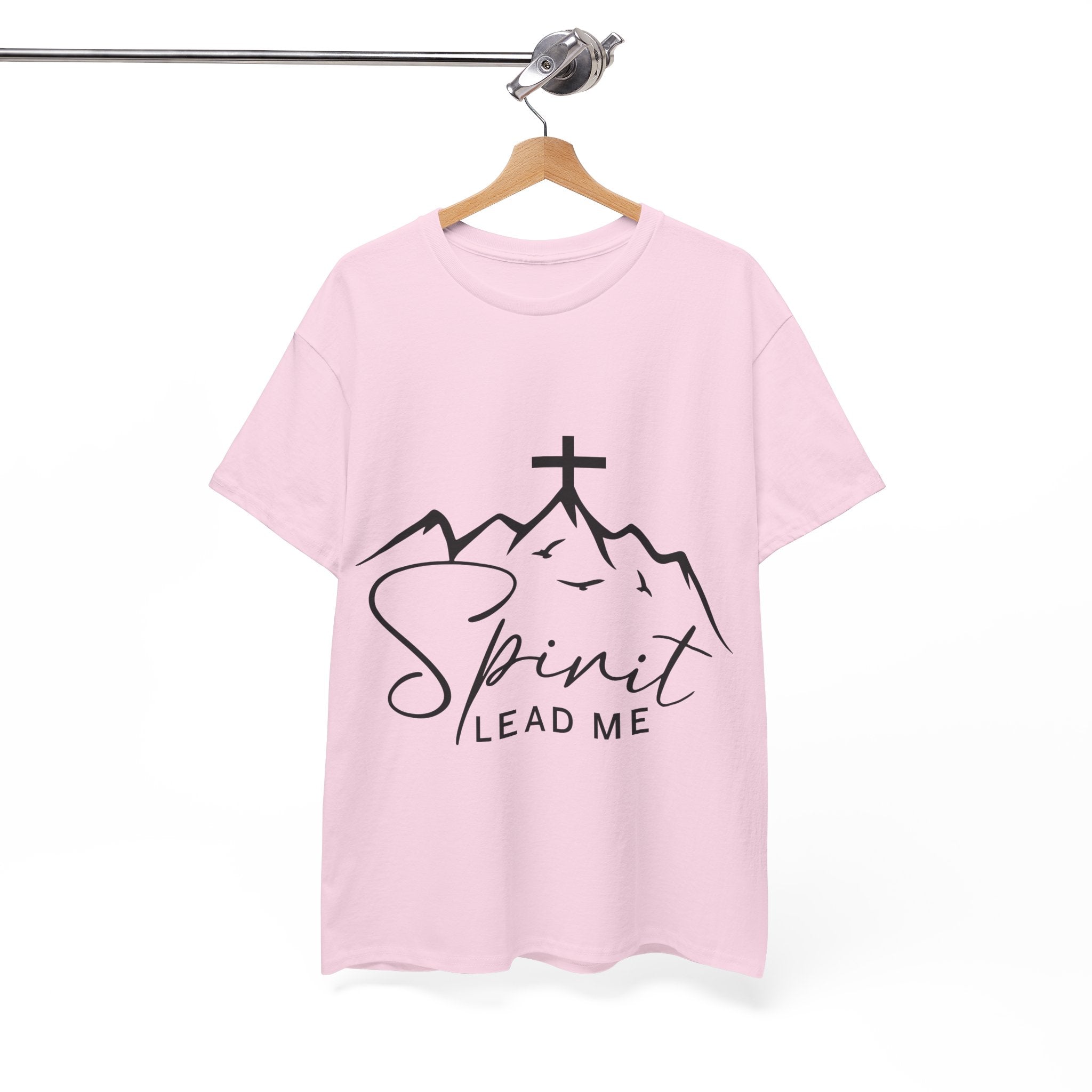 Spirit Lead Me Christian T‑Shirt — Minimalist Cross Unisex Cotton Tee