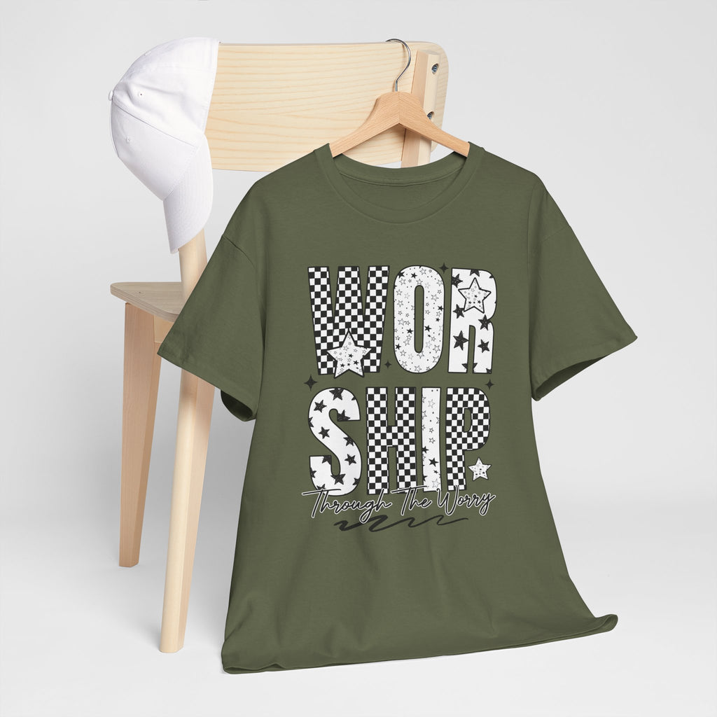 WORSHIP Through The Worry Checkerboard Unisex Cotton Tee