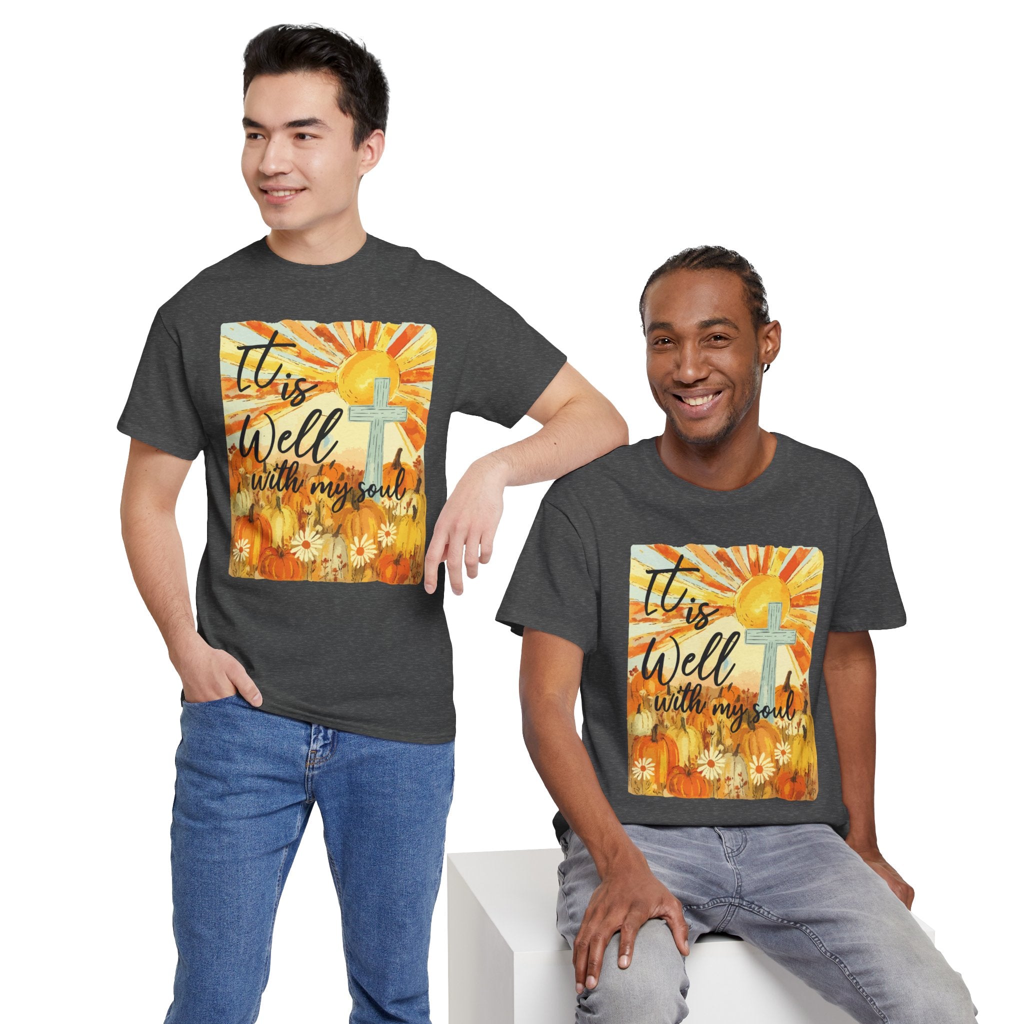 It Is Well With My Soul Pumpkin Sunrise Unisex Cotton T-Shirt