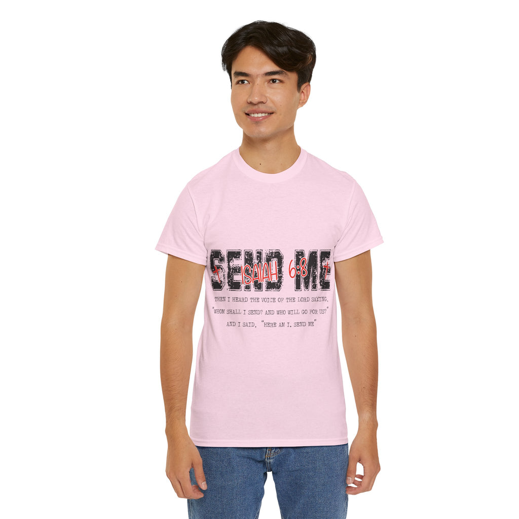 Here I Am Send Me Isaiah 6:8 T-Shirt — Christian Cross Graphic Unisex Cotton Tee