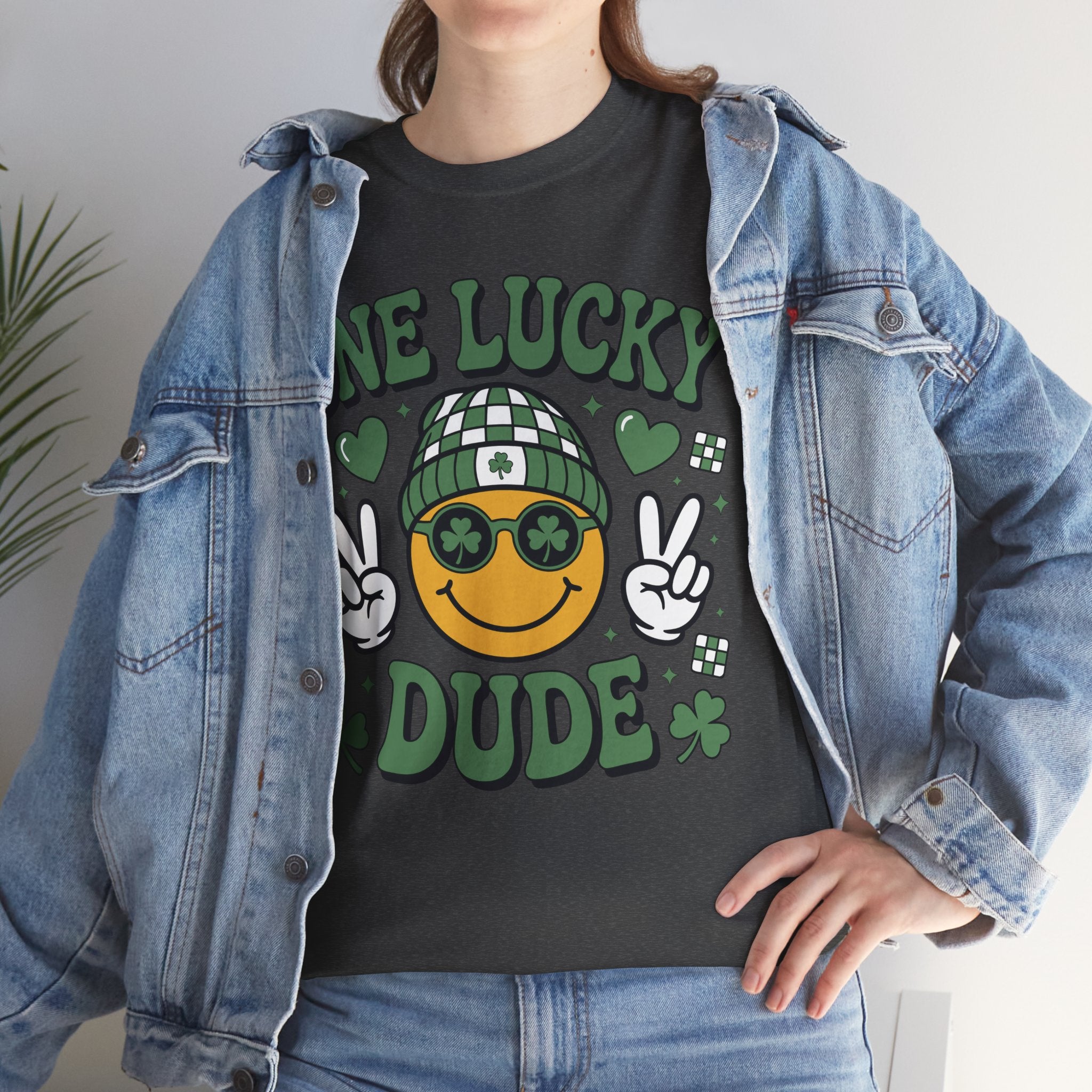 One Lucky Dude Shamrock Tee — St. Patrick's Day Smiley Unisex Cotton Tshirt