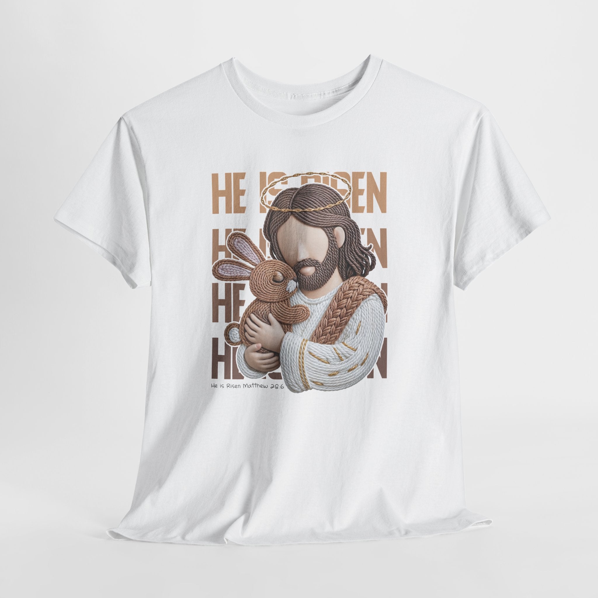 He Is Risen Matthew 28:6 Jesus With Lamb Unisex Cotton T-Shirt