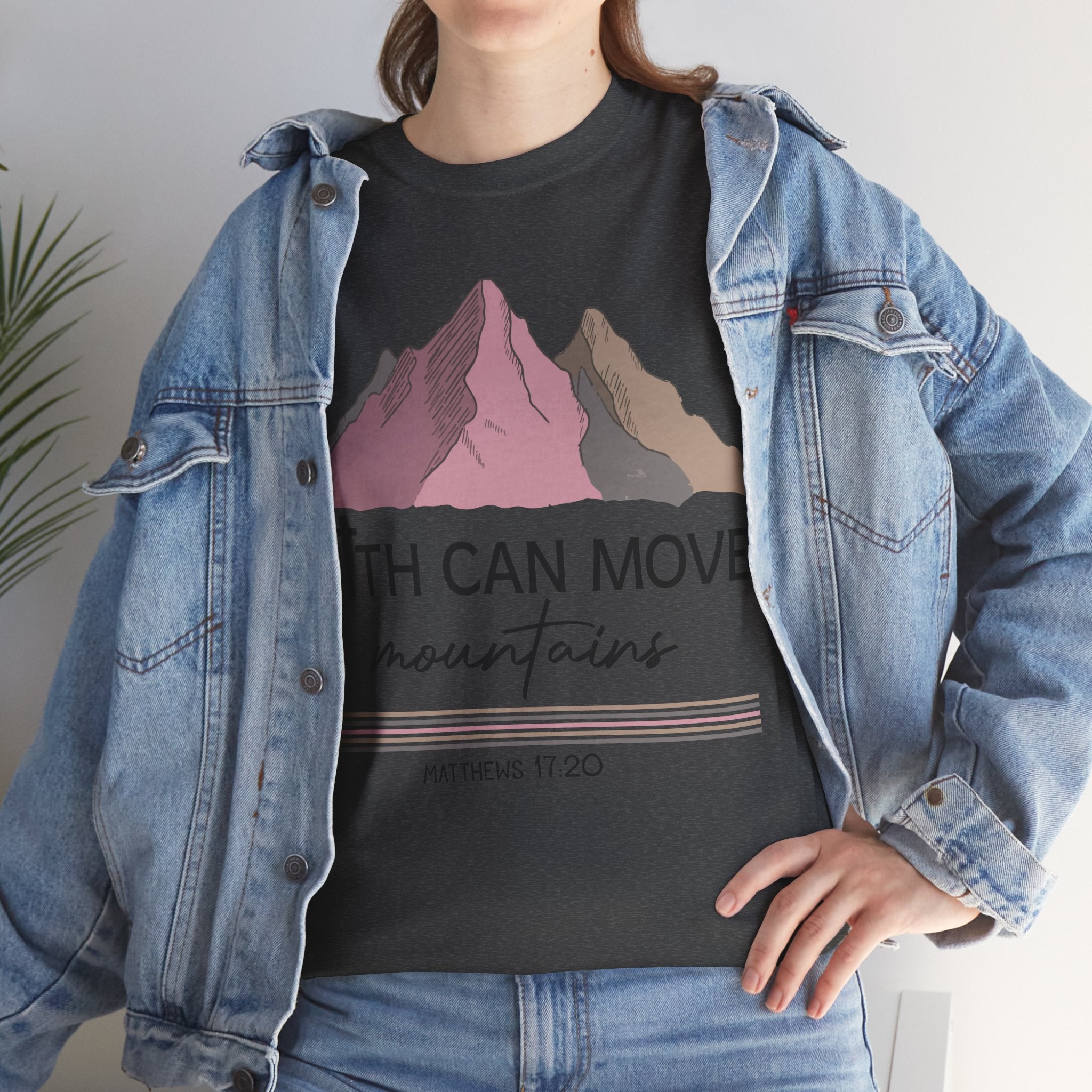 Faith Can Move Mountains Mountain Tee — Pastel Inspirational Christian Unisex Cotton T-Shirt