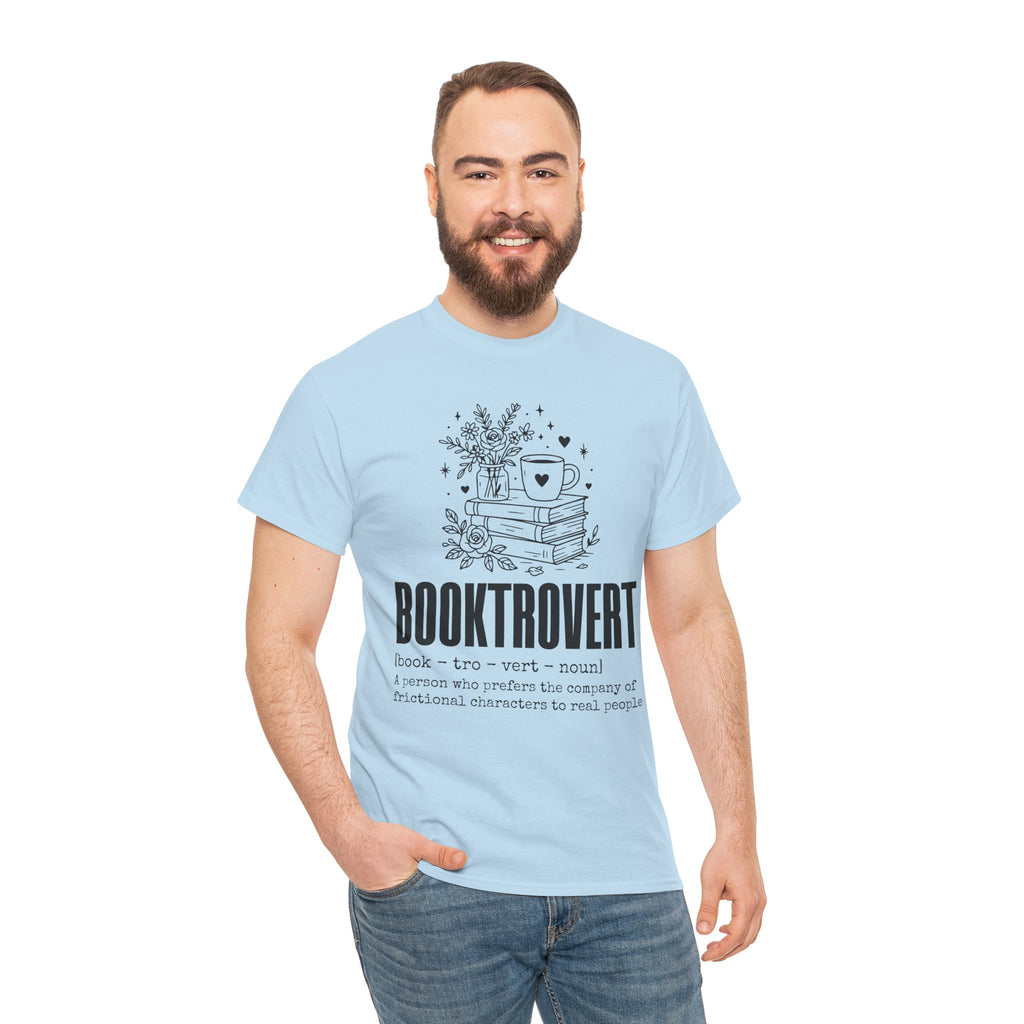 Booktrovert Graphic Tee — "Booktrovert" Definition, Books & Coffee Design Unisex Cotton Tee