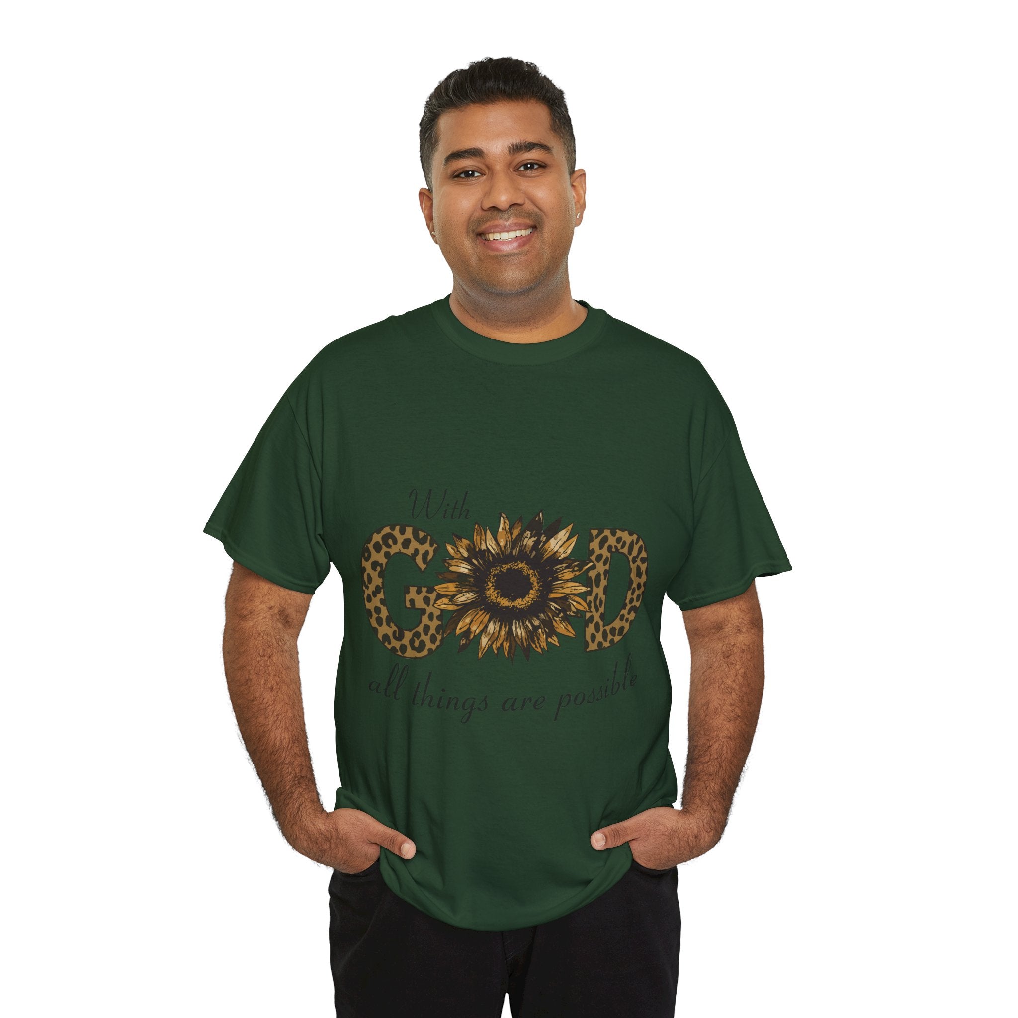 GOD Leopard Print Sunflower Unisex Cotton Tee