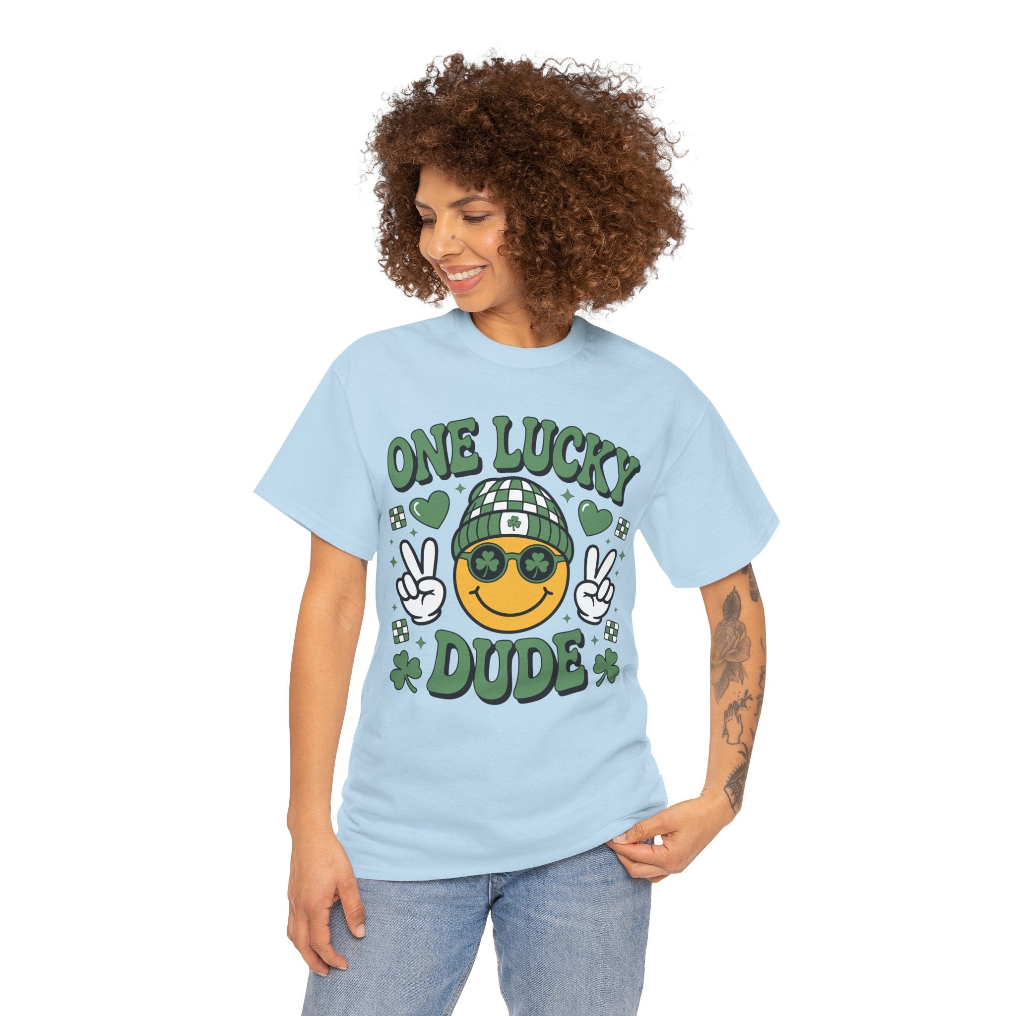 One Lucky Dude Shamrock Tee — St. Patrick's Day Smiley Unisex Cotton Tshirt