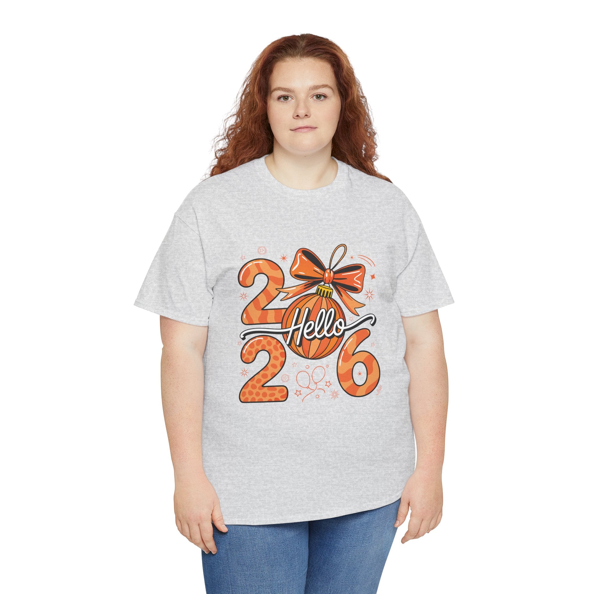 Hello 2026 Christmas Ornament Tee — Festive Orange Holiday Unisex Cotton T-Shirt